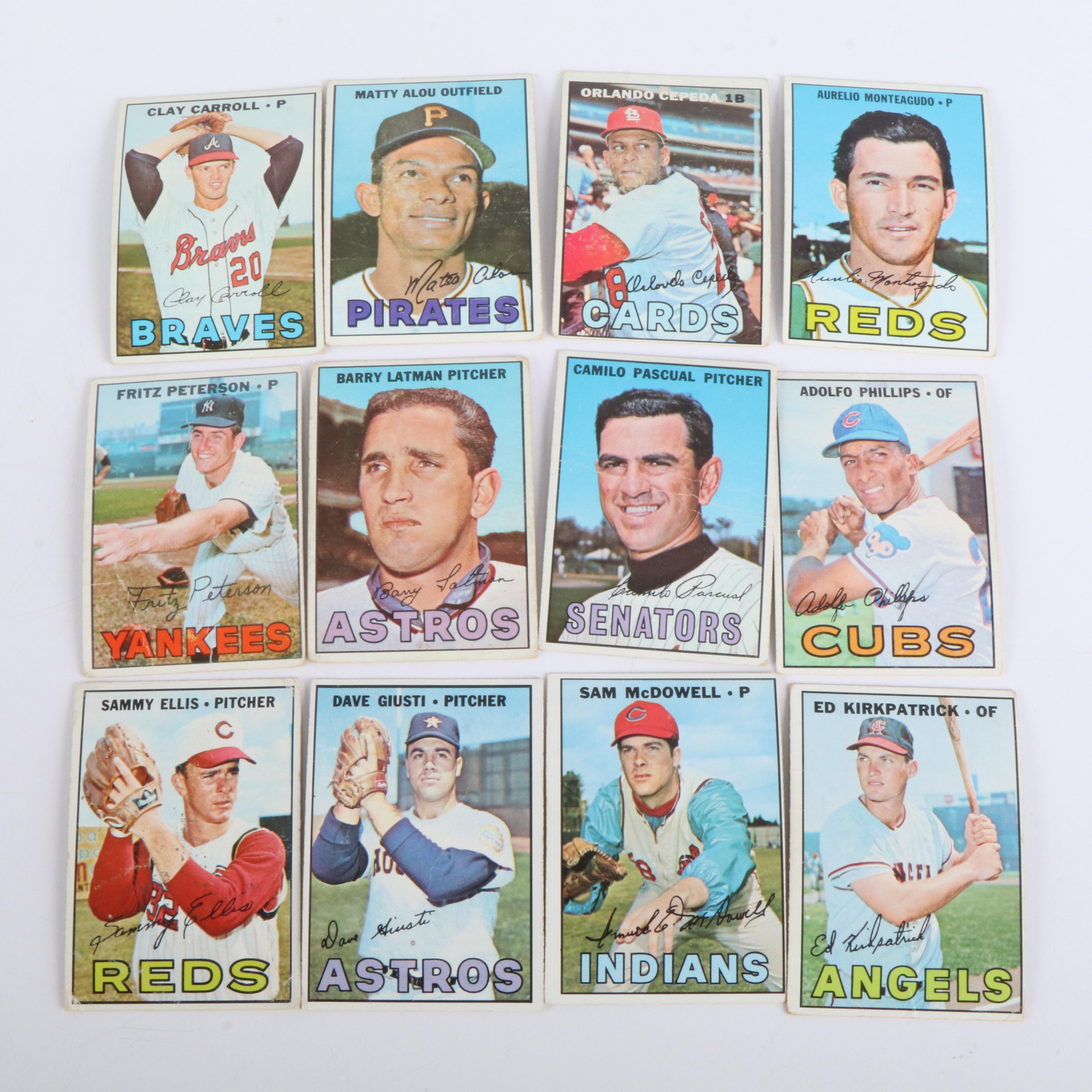 1967 Topps Baseball Cards Featuring Jim Kaat, Orlando Cepeda, and More