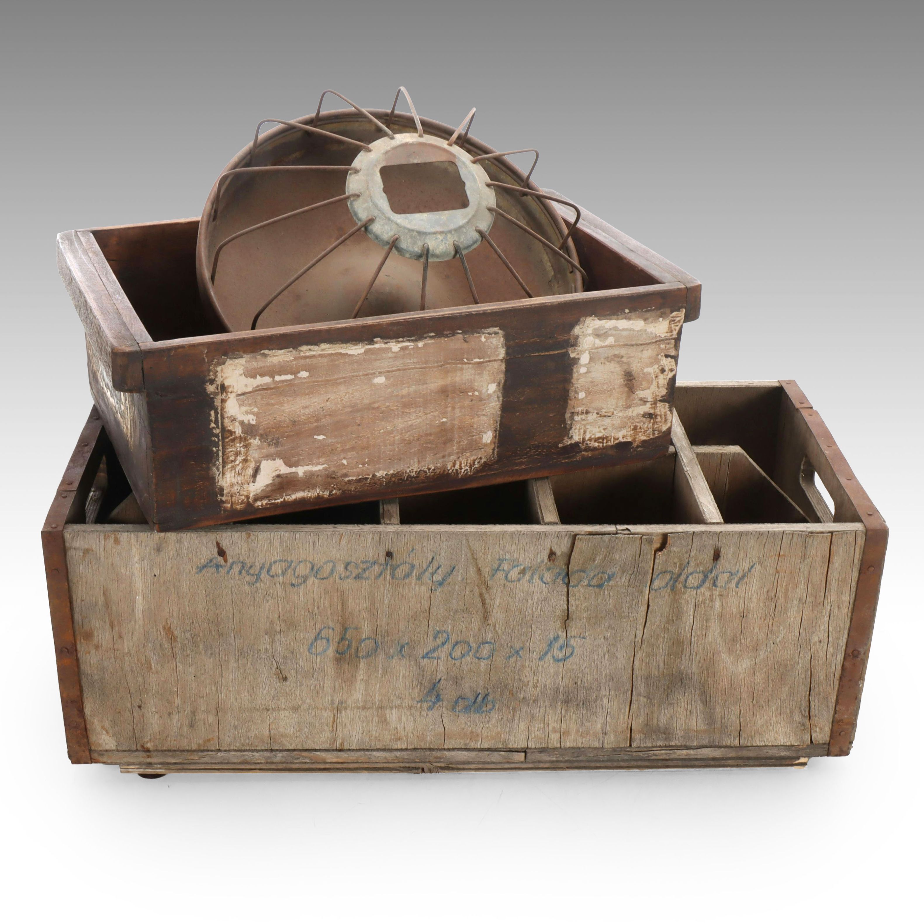 Decorative Boxes and Wire Cage Fixture