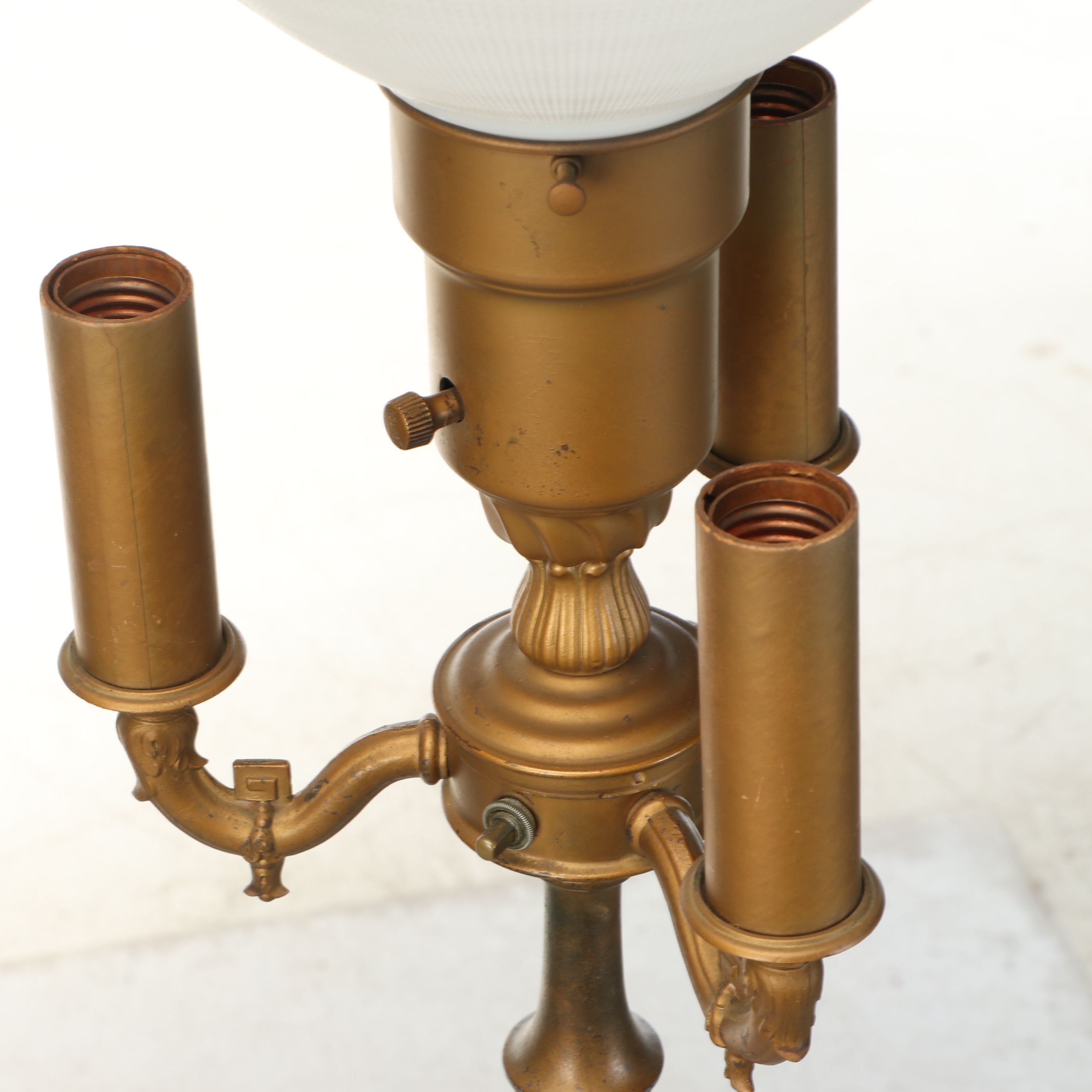 Bronzed Spelter and Banded Calcite Mughal Torchiere Floor Lamp