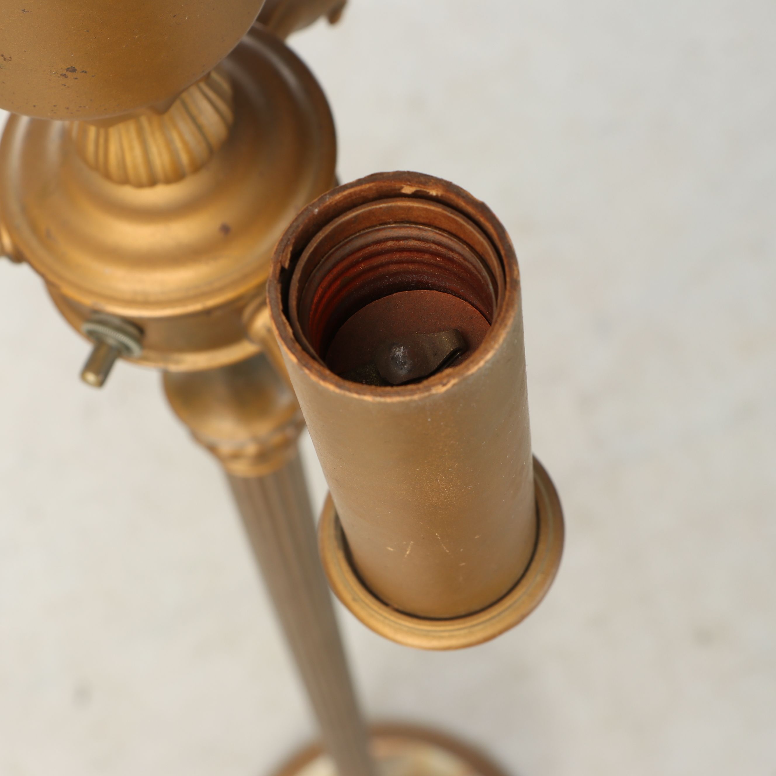 Bronzed Spelter and Banded Calcite Mughal Torchiere Floor Lamp