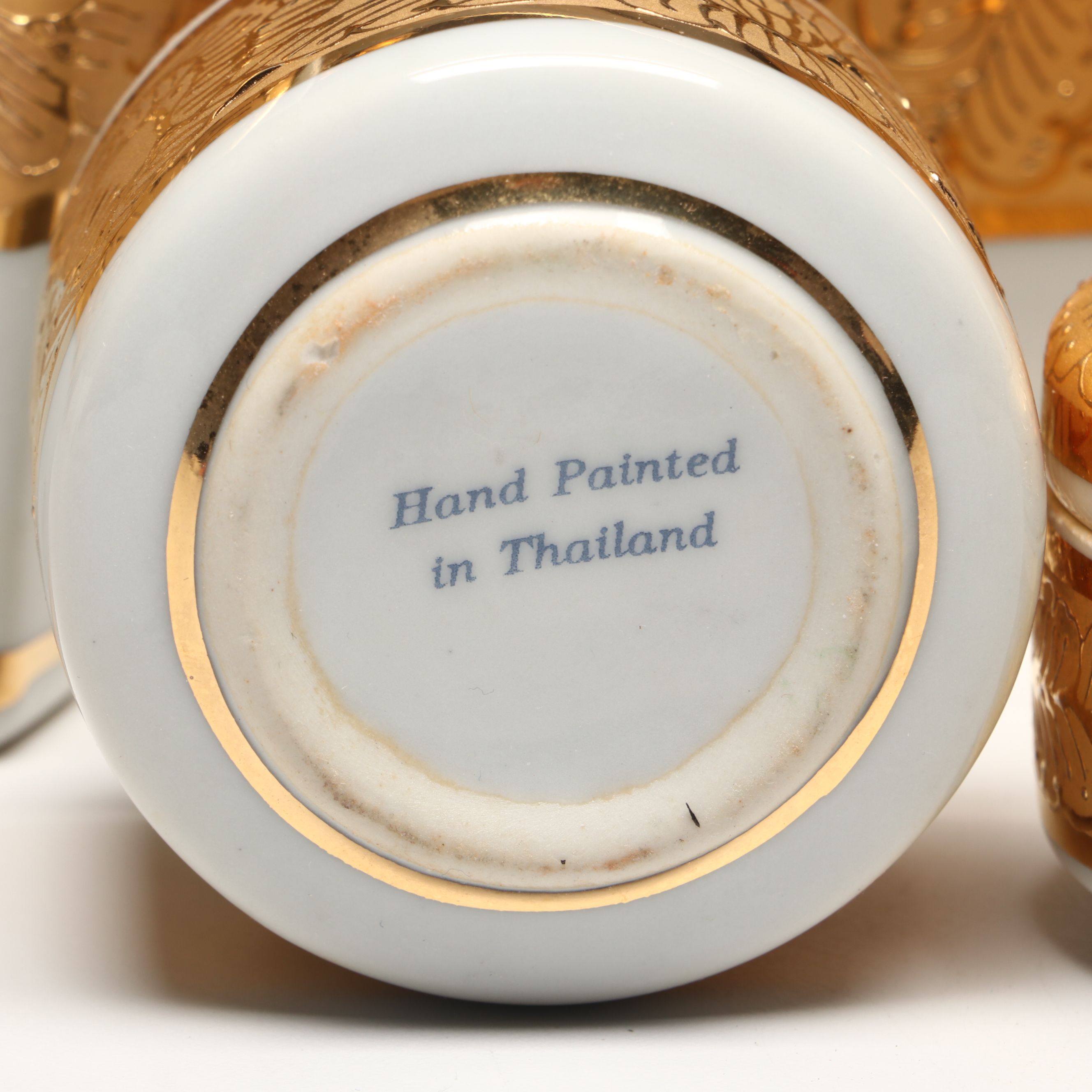 Gilt Decorated Porcelain Vanity Boxes, Candle Holders, and More Décor