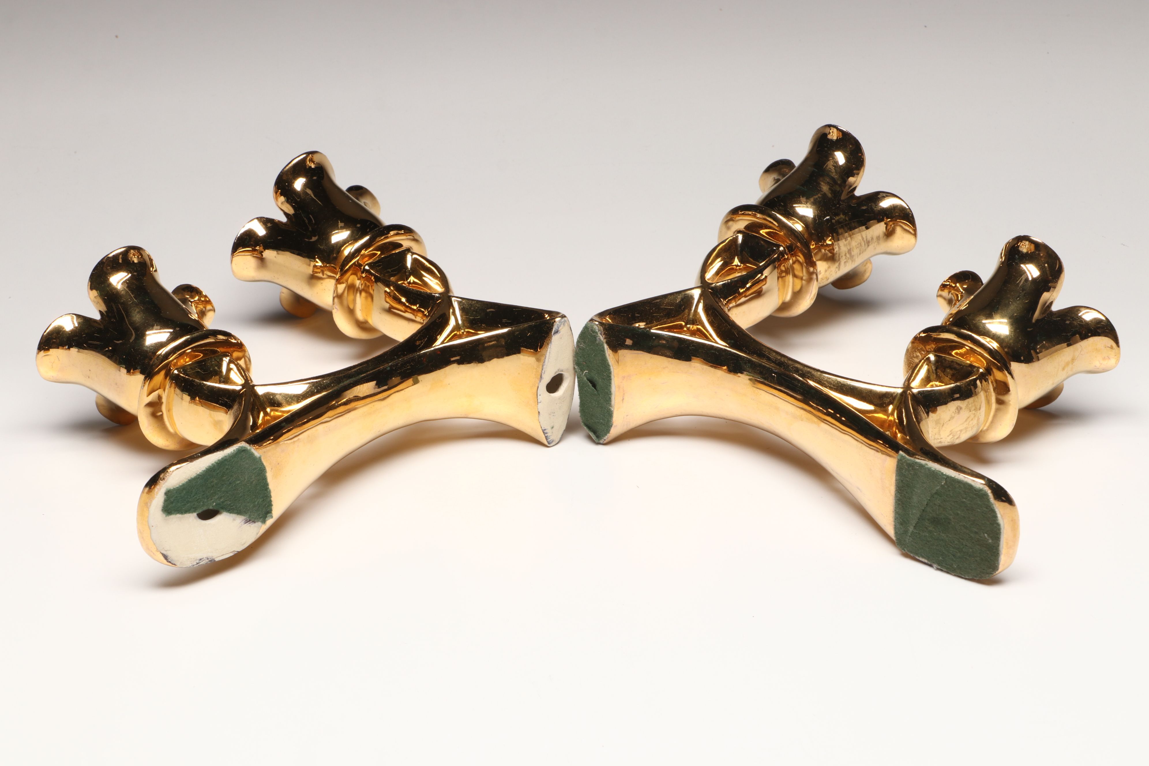 Gilt Decorated Porcelain Vanity Boxes, Candle Holders, and More Décor