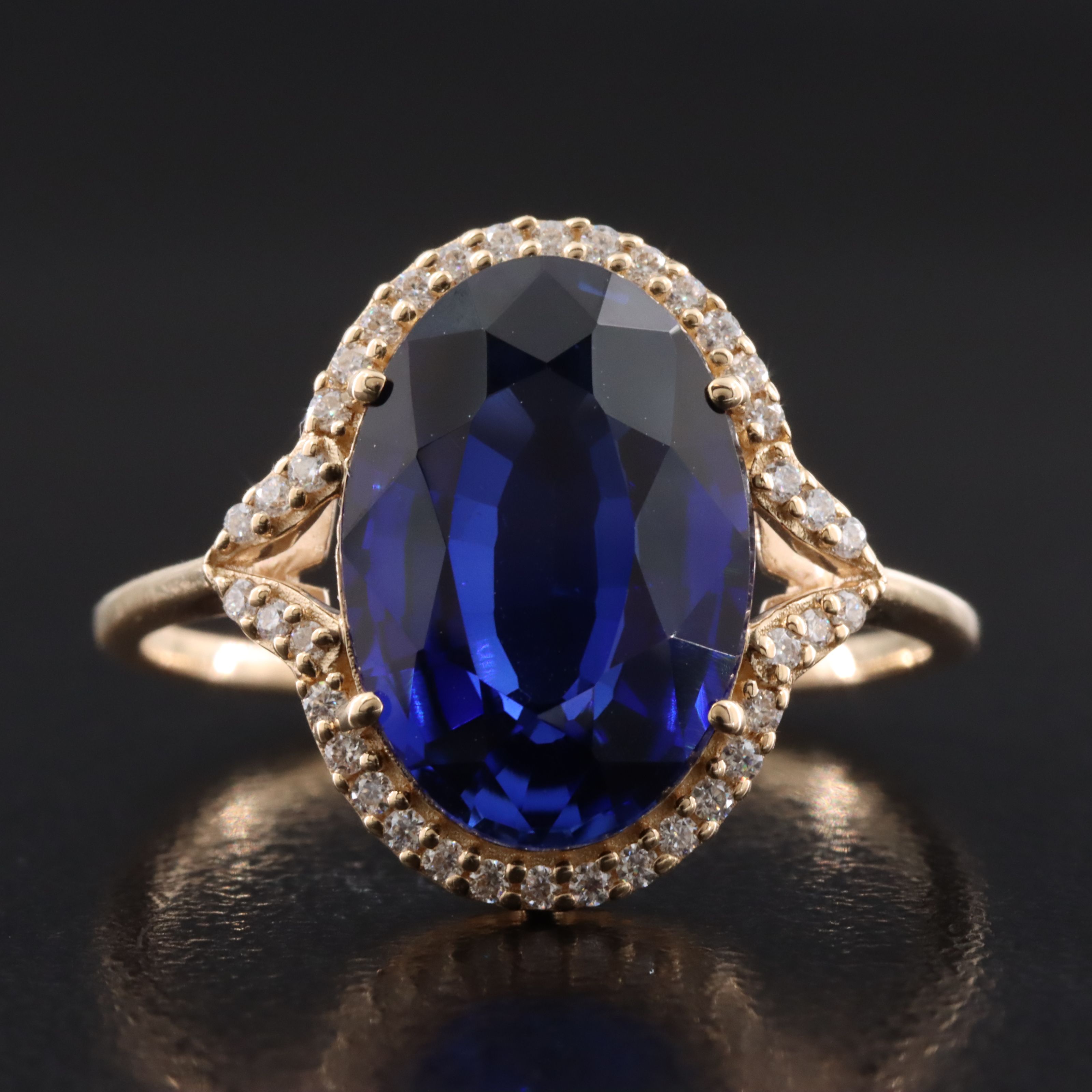 14K 4.47 CT Sapphire and Moissanite Ring