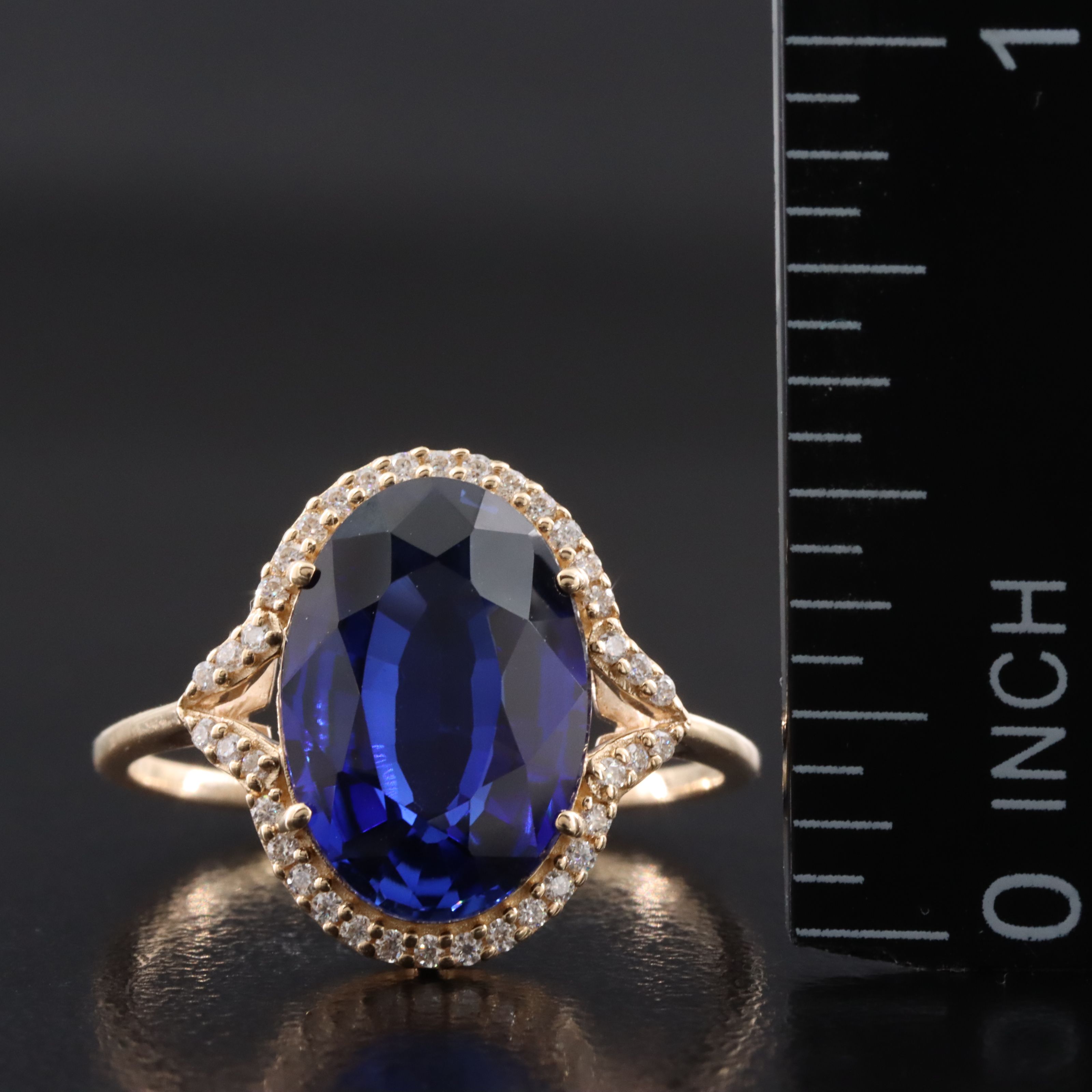 14K 4.47 CT Sapphire and Moissanite Ring