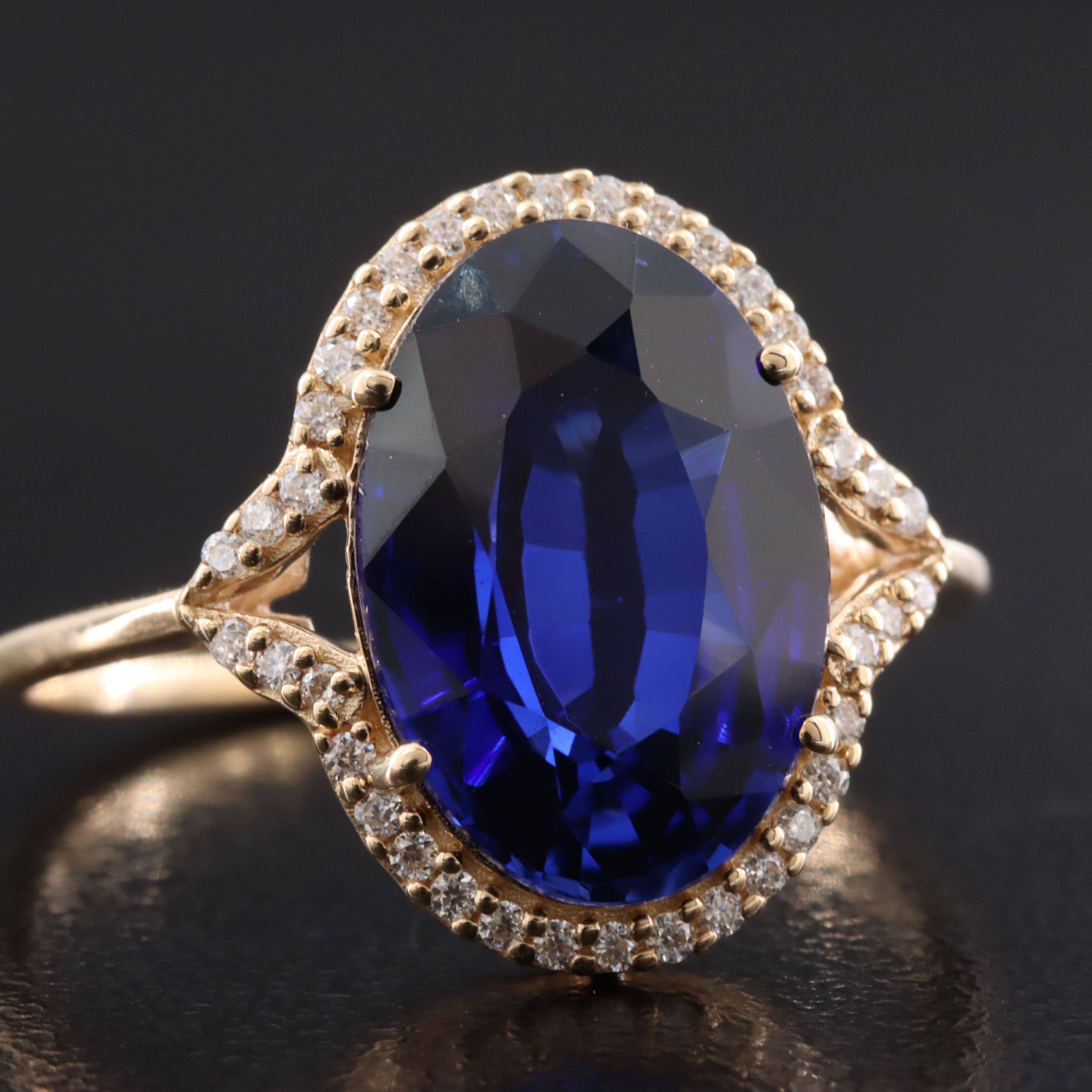 14K 4.47 CT Sapphire and Moissanite Ring
