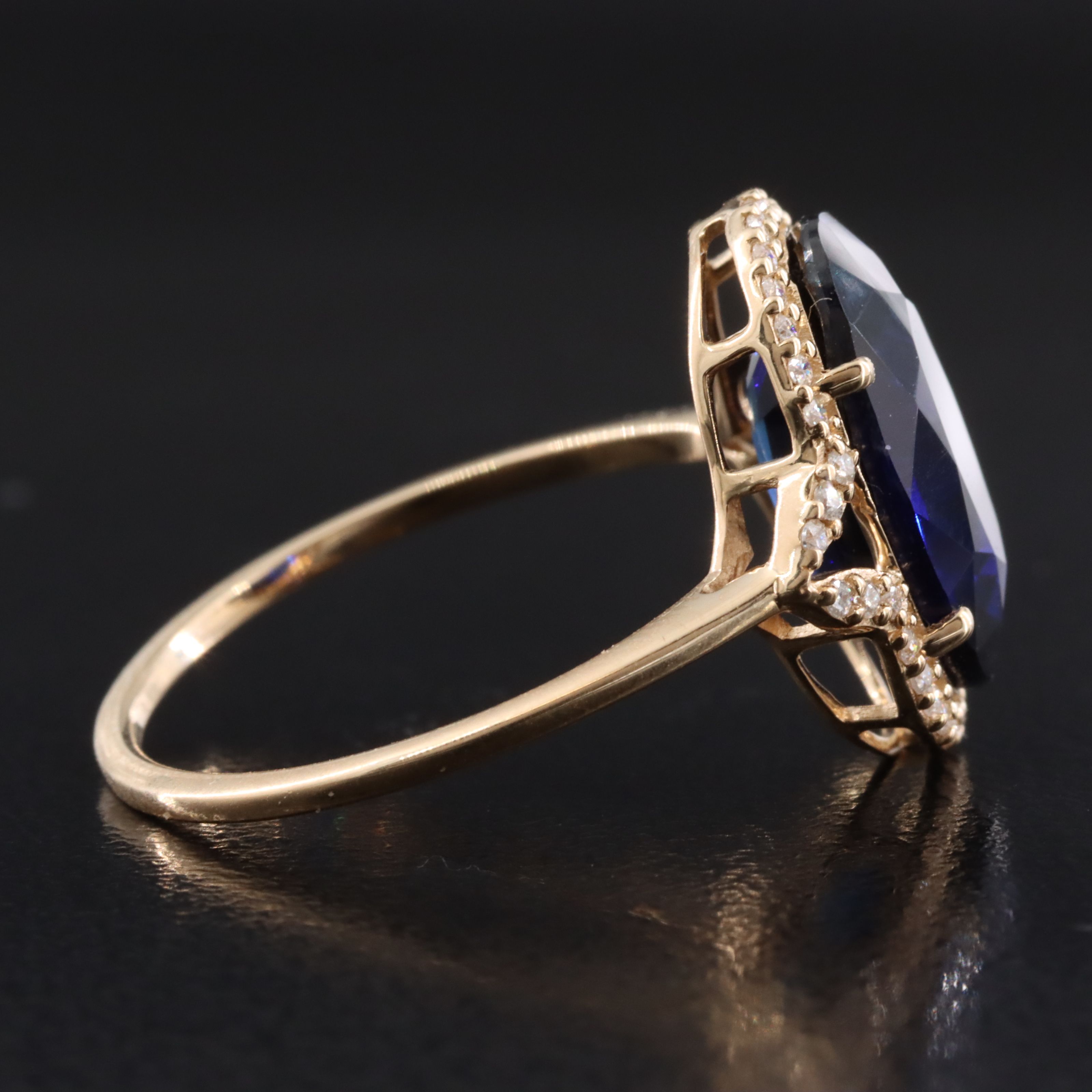 14K 4.47 CT Sapphire and Moissanite Ring