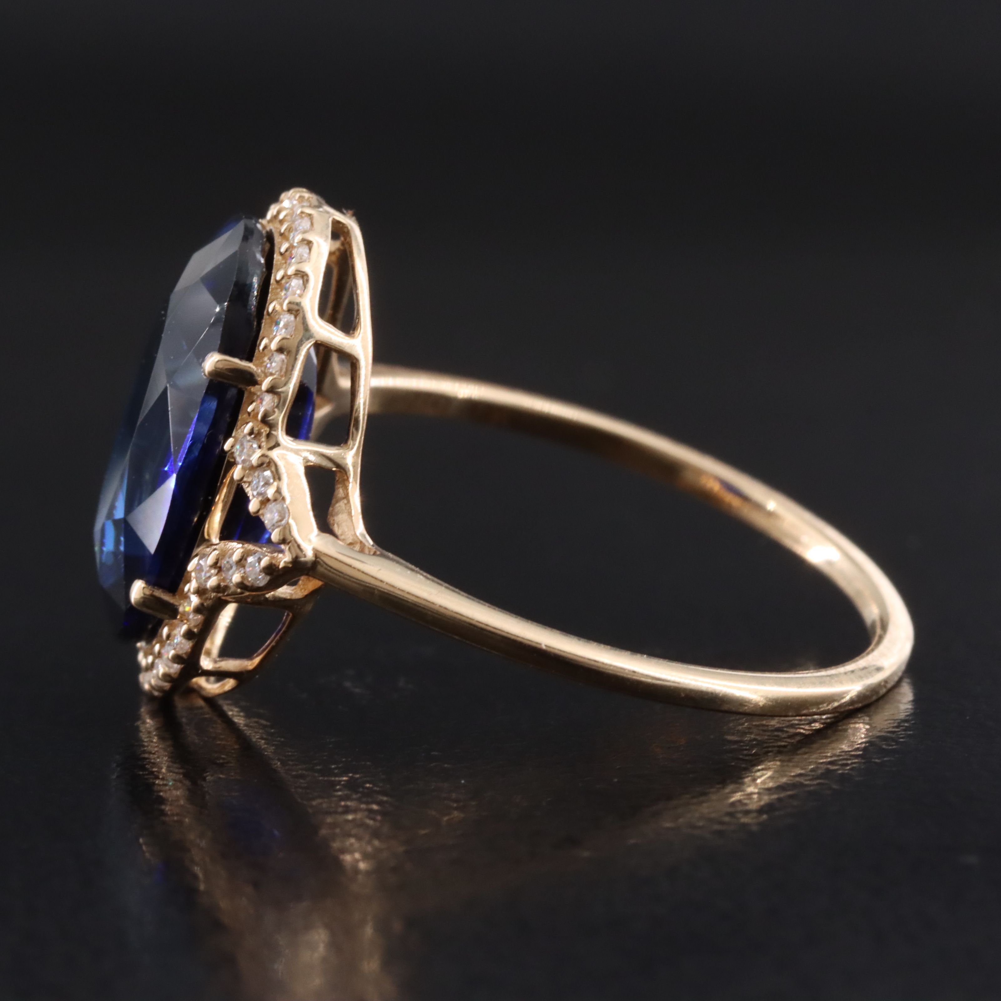 14K 4.47 CT Sapphire and Moissanite Ring