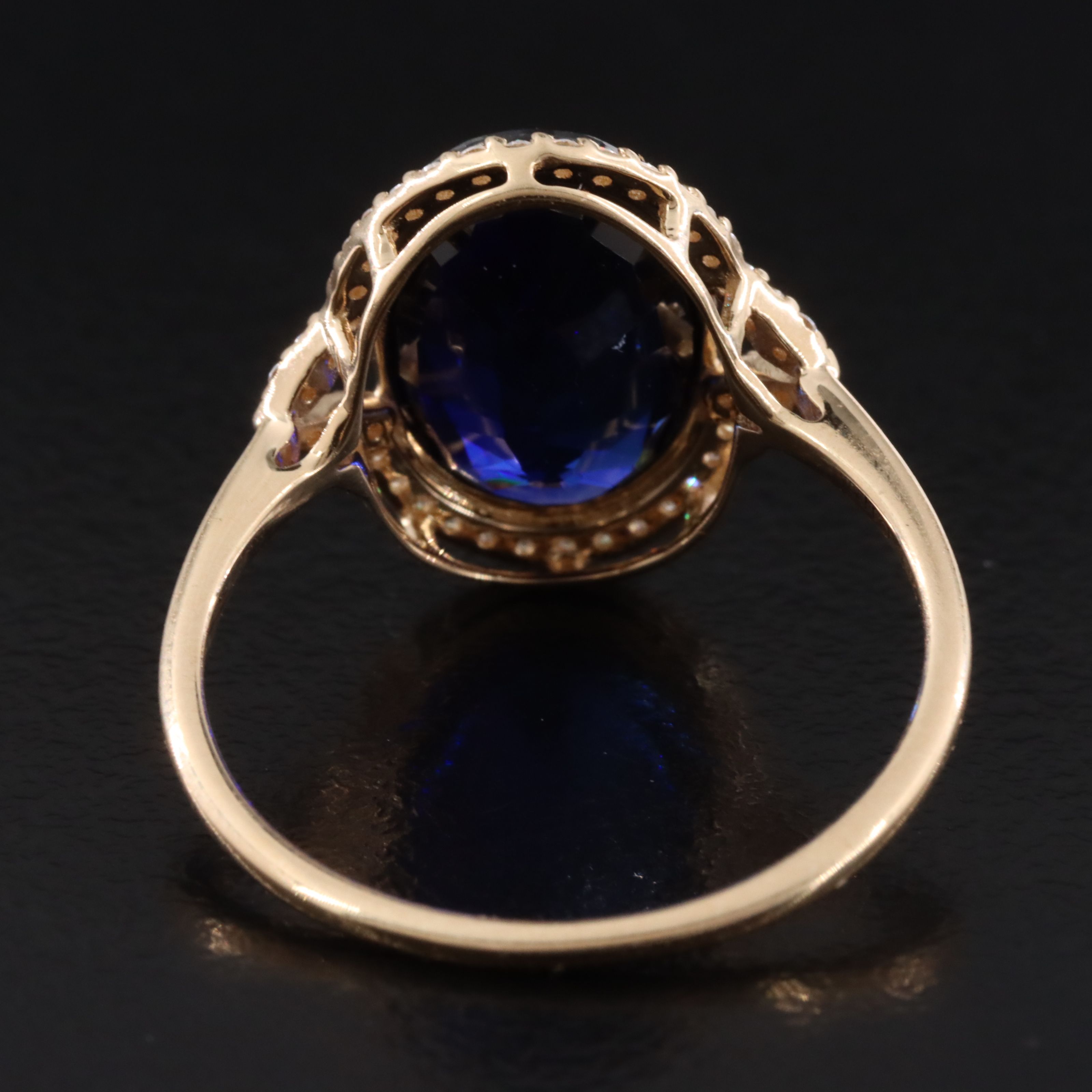 14K 4.47 CT Sapphire and Moissanite Ring