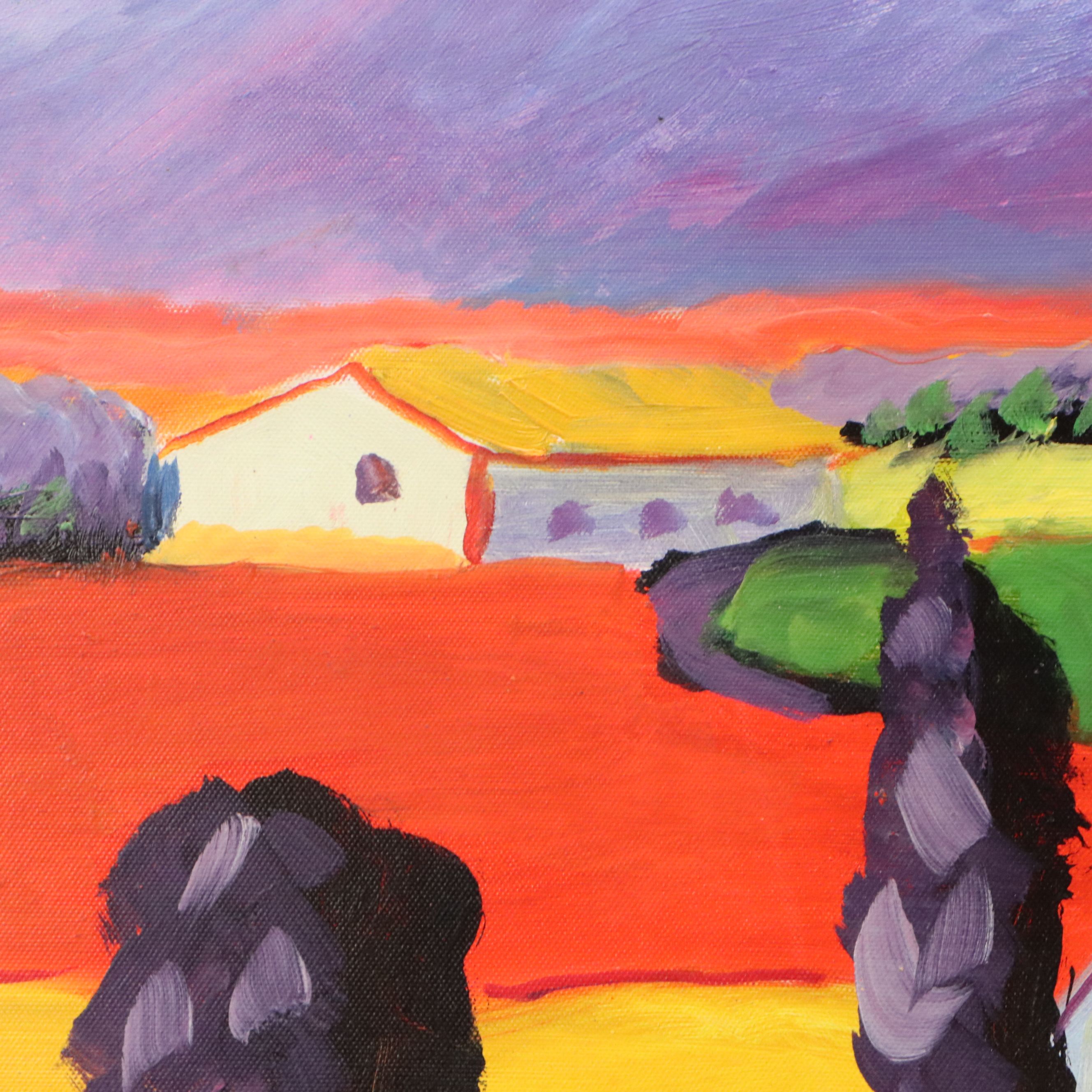 Fauvist Oil Painting of Landscape, 21st Century