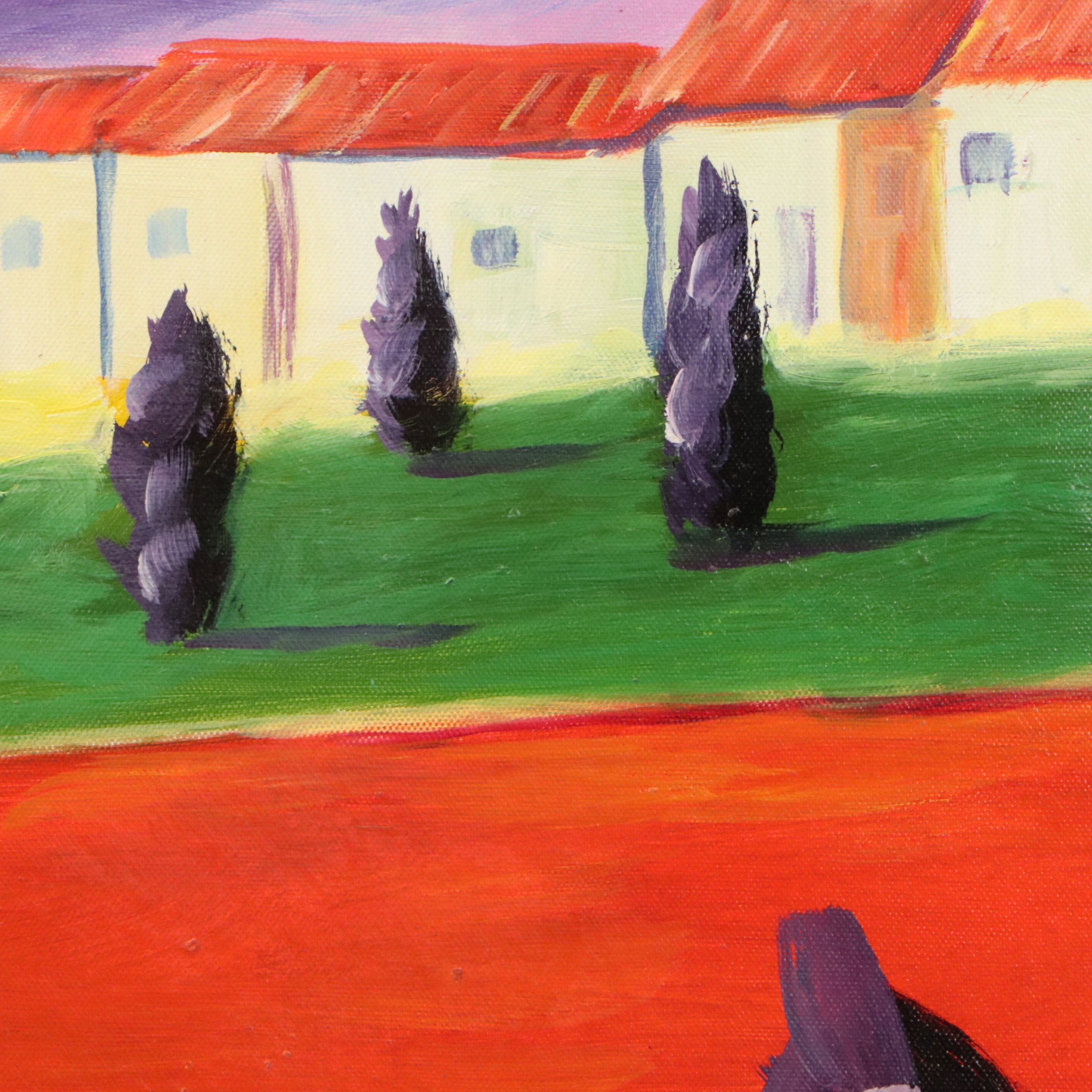 Fauvist Oil Painting of Landscape, 21st Century