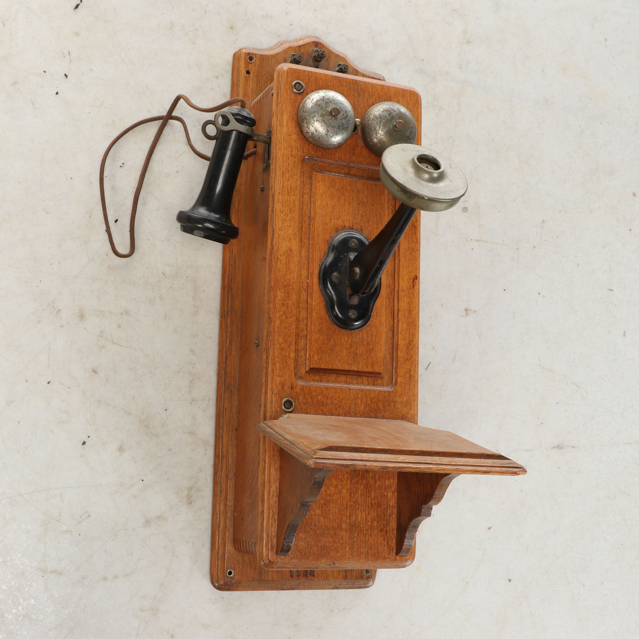 Kellogg Oak Wall Mounted Hand-Crank Phone, Early 20th Century