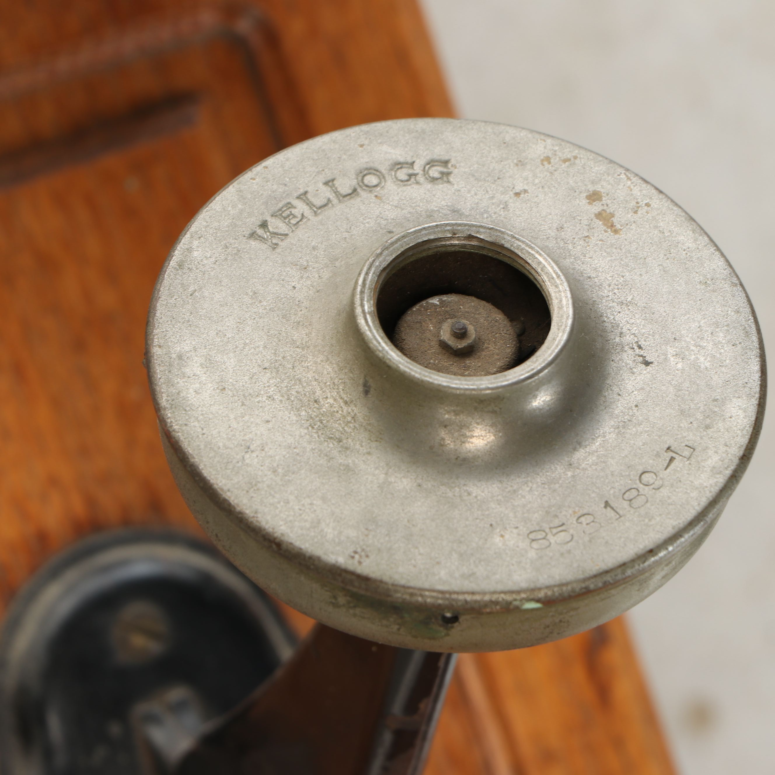 Kellogg Oak Wall Mounted Hand-Crank Phone, Early 20th Century