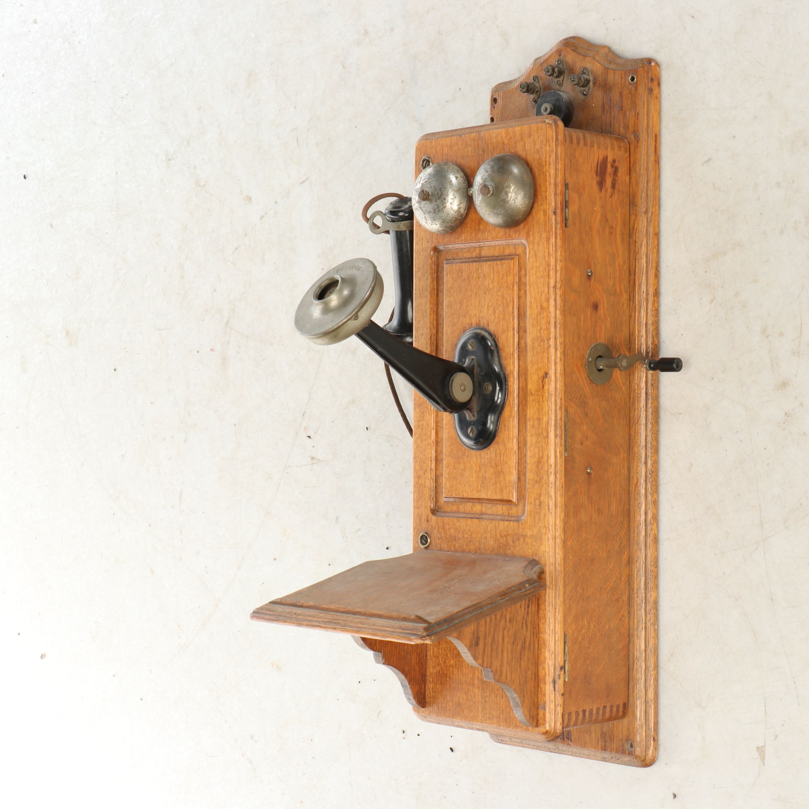 Kellogg Oak Wall Mounted Hand-Crank Phone, Early 20th Century