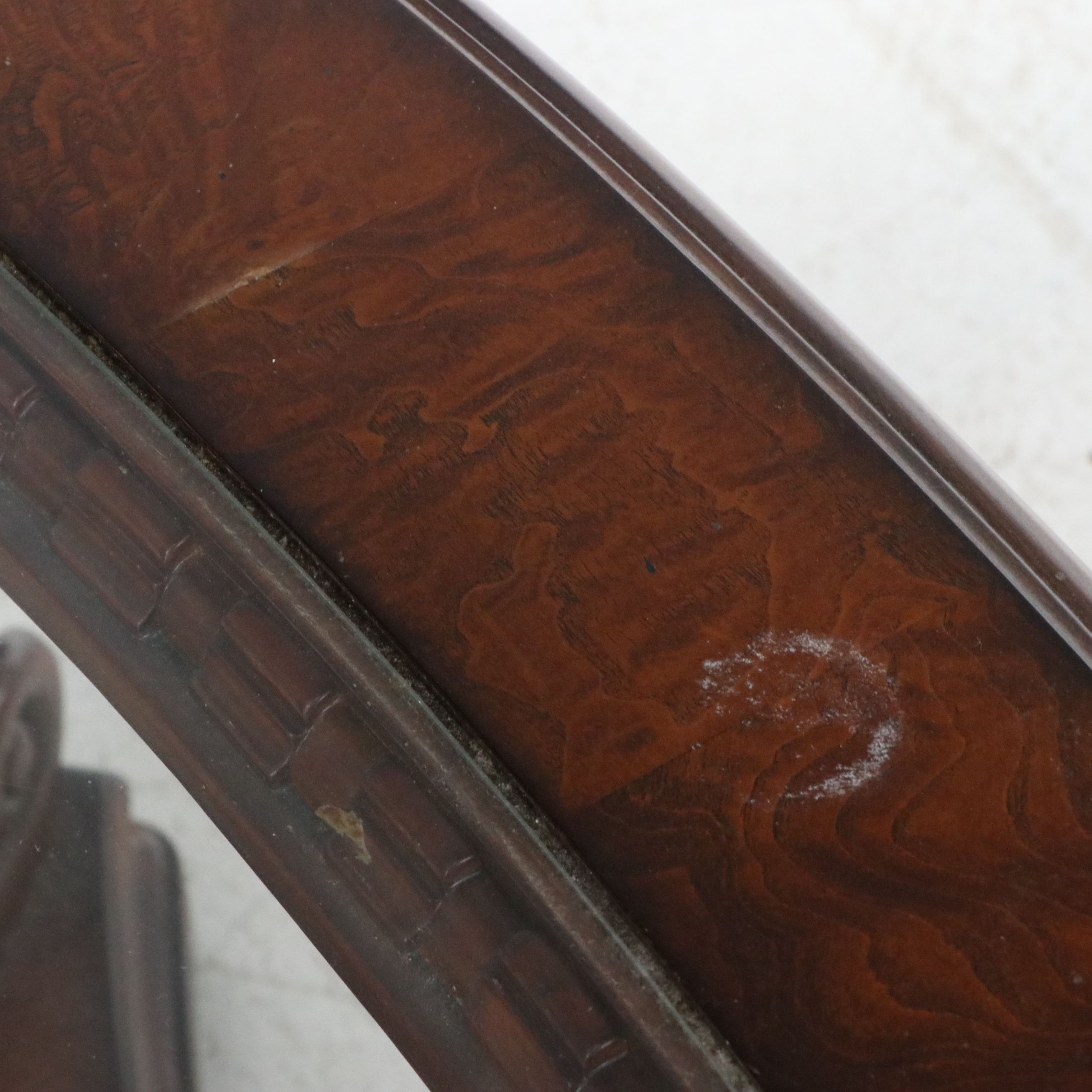 Ornate Rococo Style Mahogany Coffee Table with Beveled Glass Top