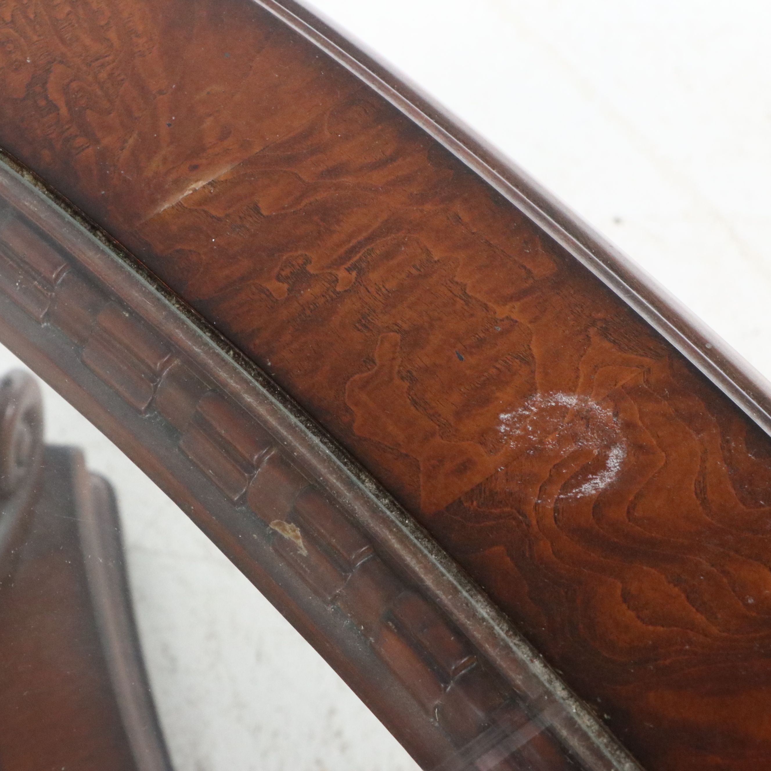 Ornate Rococo Style Mahogany Coffee Table with Beveled Glass Top