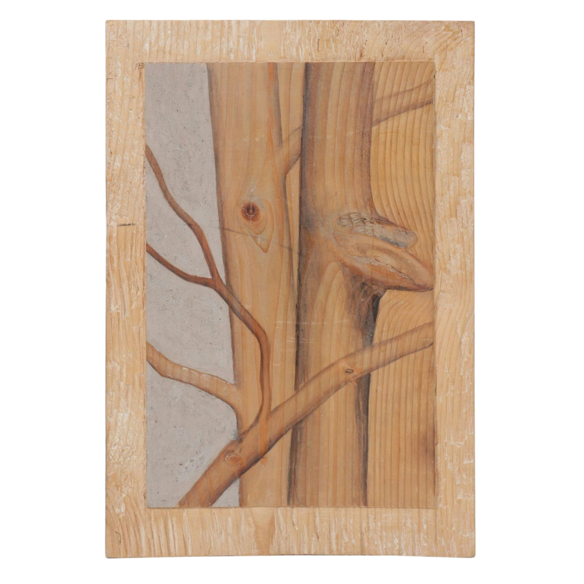 Philippe LeJeune Mixed Media Painting of Trees on Wood Panel, 1997