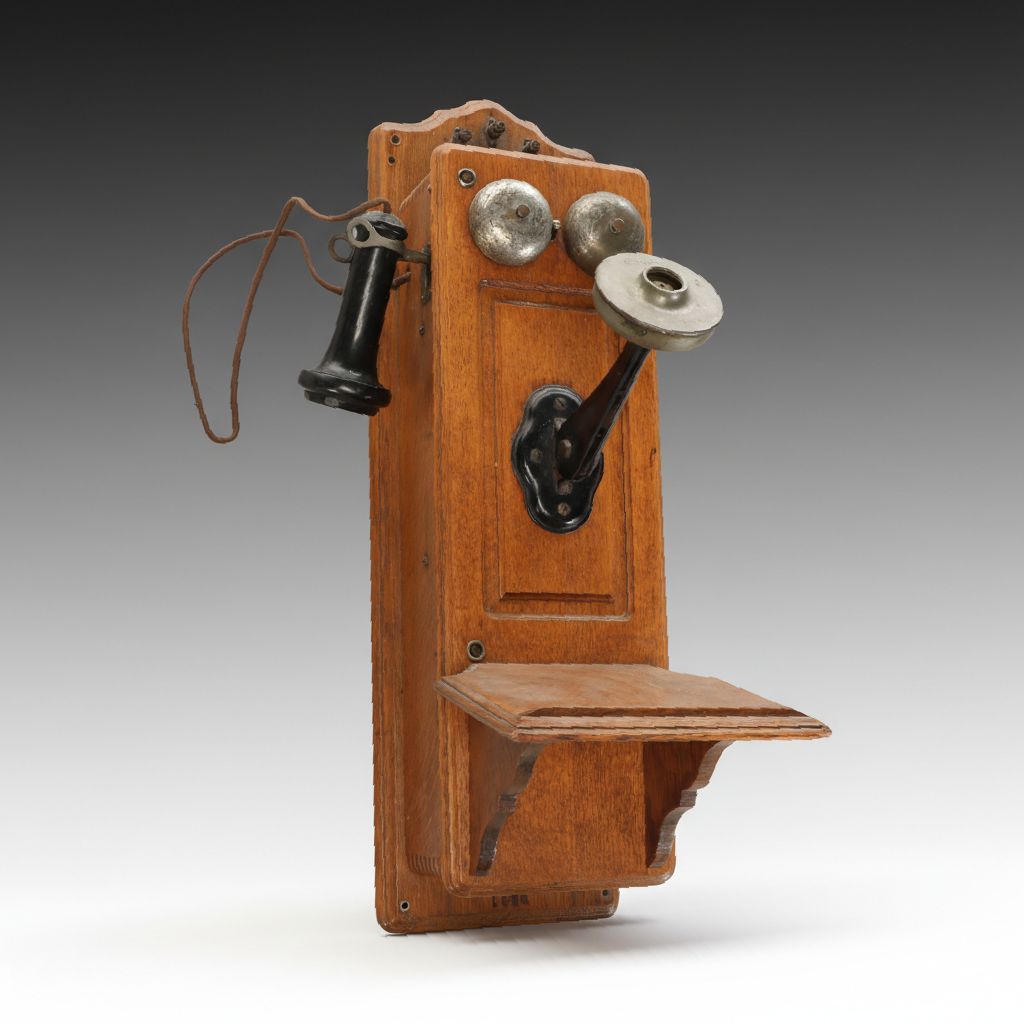 Kellogg Oak Wall Mounted Hand-Crank Phone, Early 20th Century
