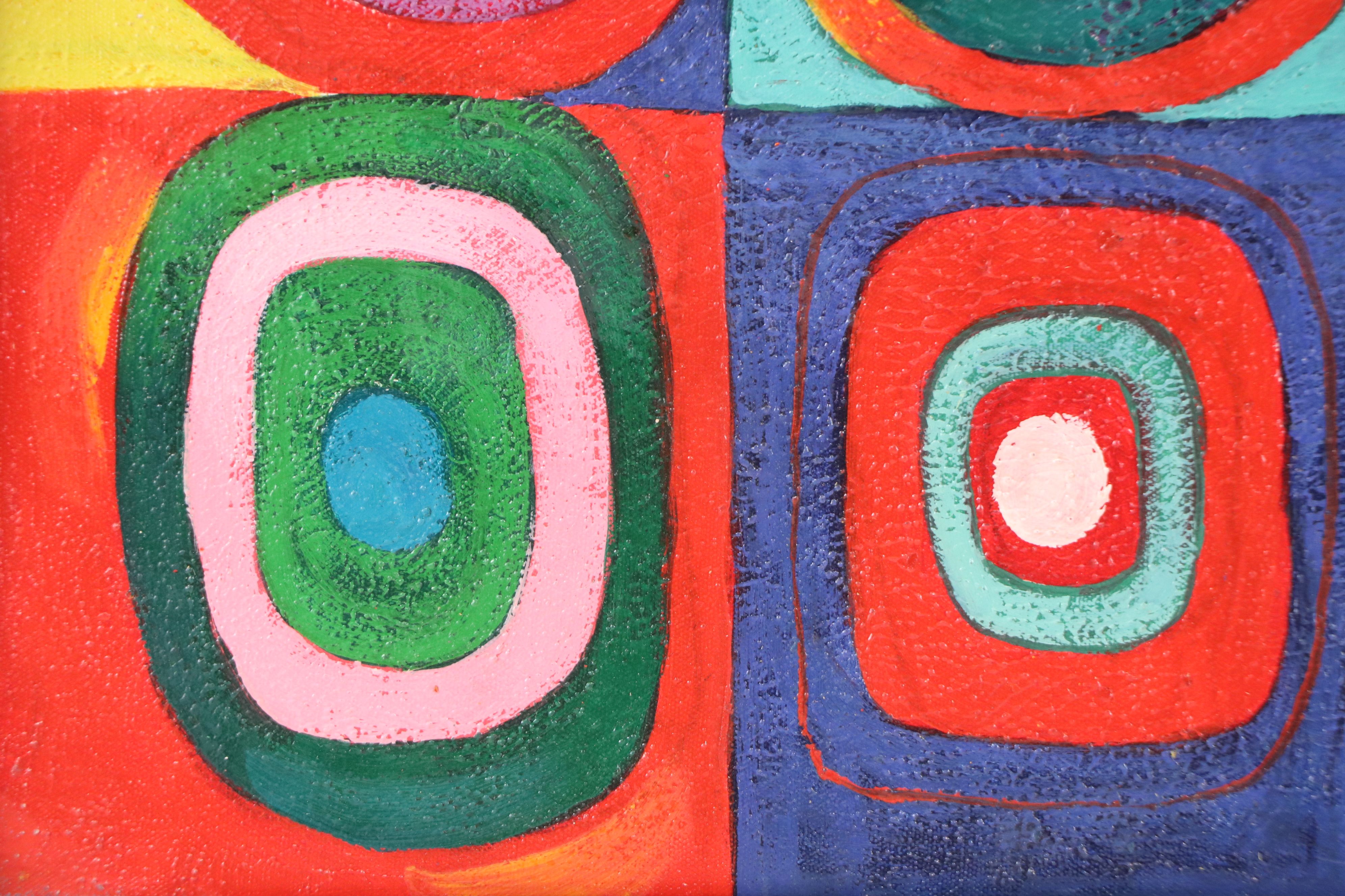 Abstract Oil Painting After Wassily Kandinsky "Squares with Concentric Rings"