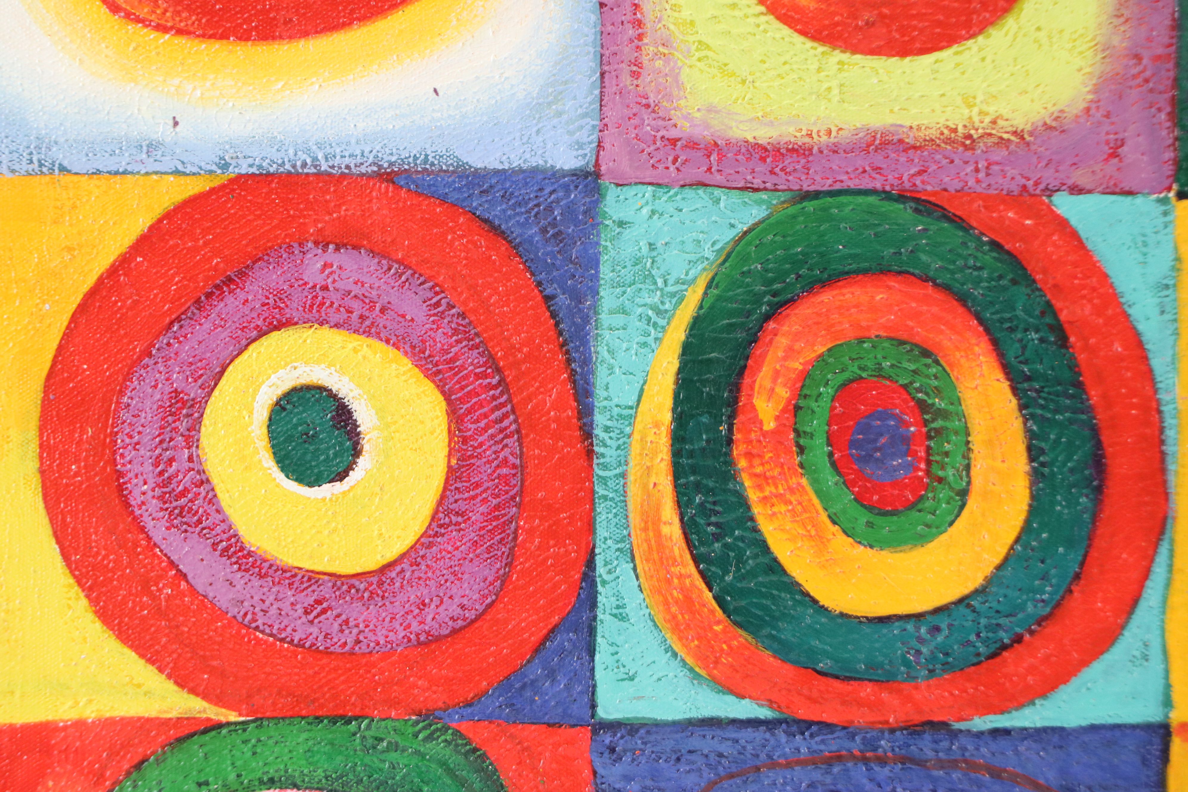 Abstract Oil Painting After Wassily Kandinsky "Squares with Concentric Rings"