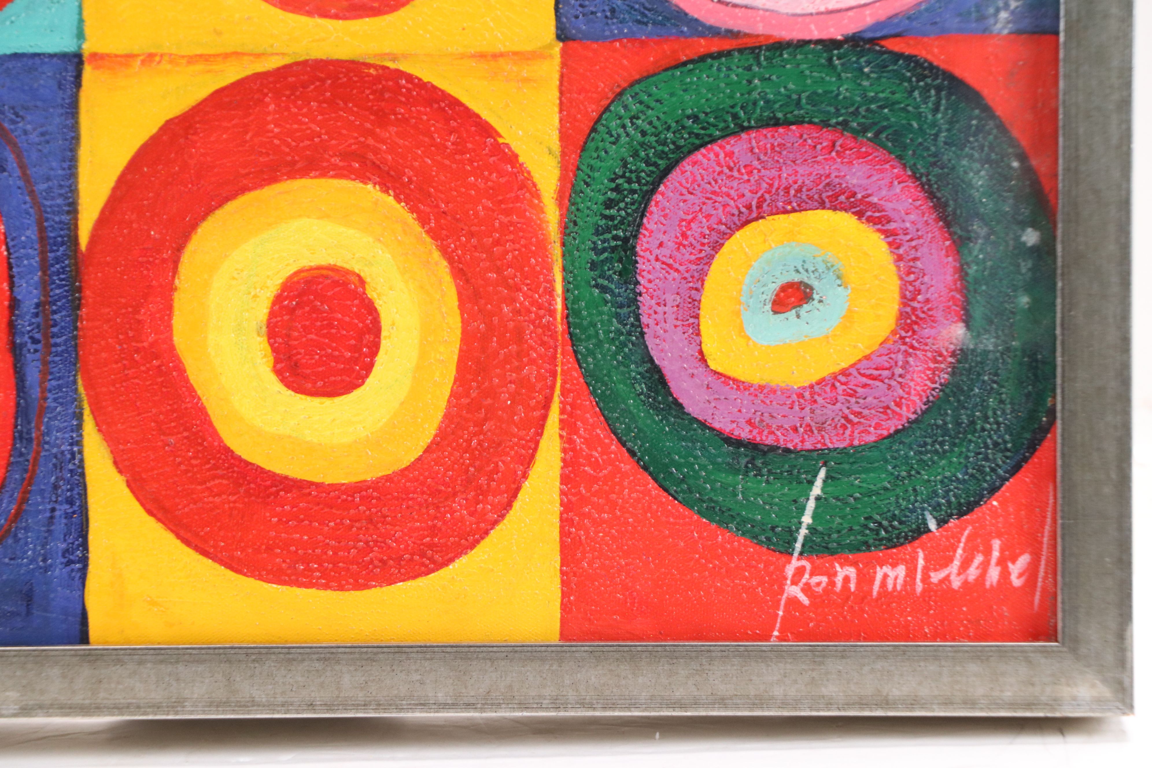 Abstract Oil Painting After Wassily Kandinsky "Squares with Concentric Rings"