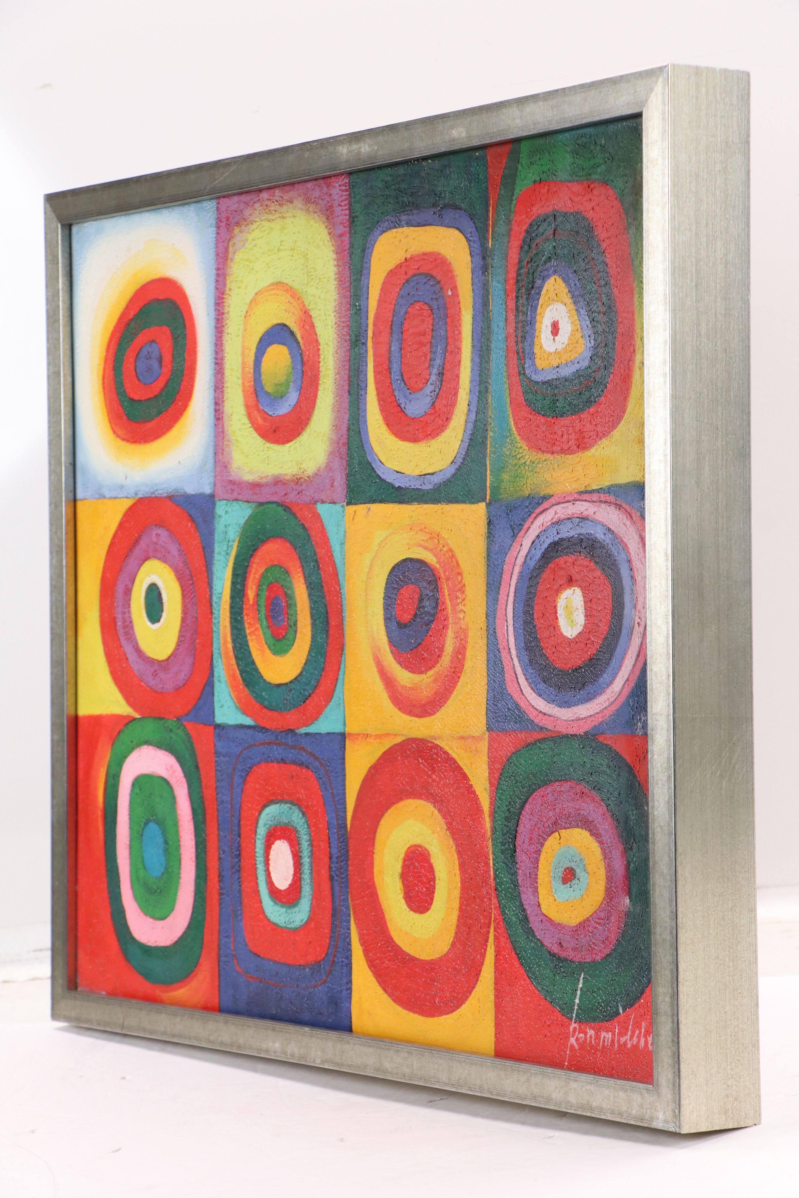 Abstract Oil Painting After Wassily Kandinsky "Squares with Concentric Rings"