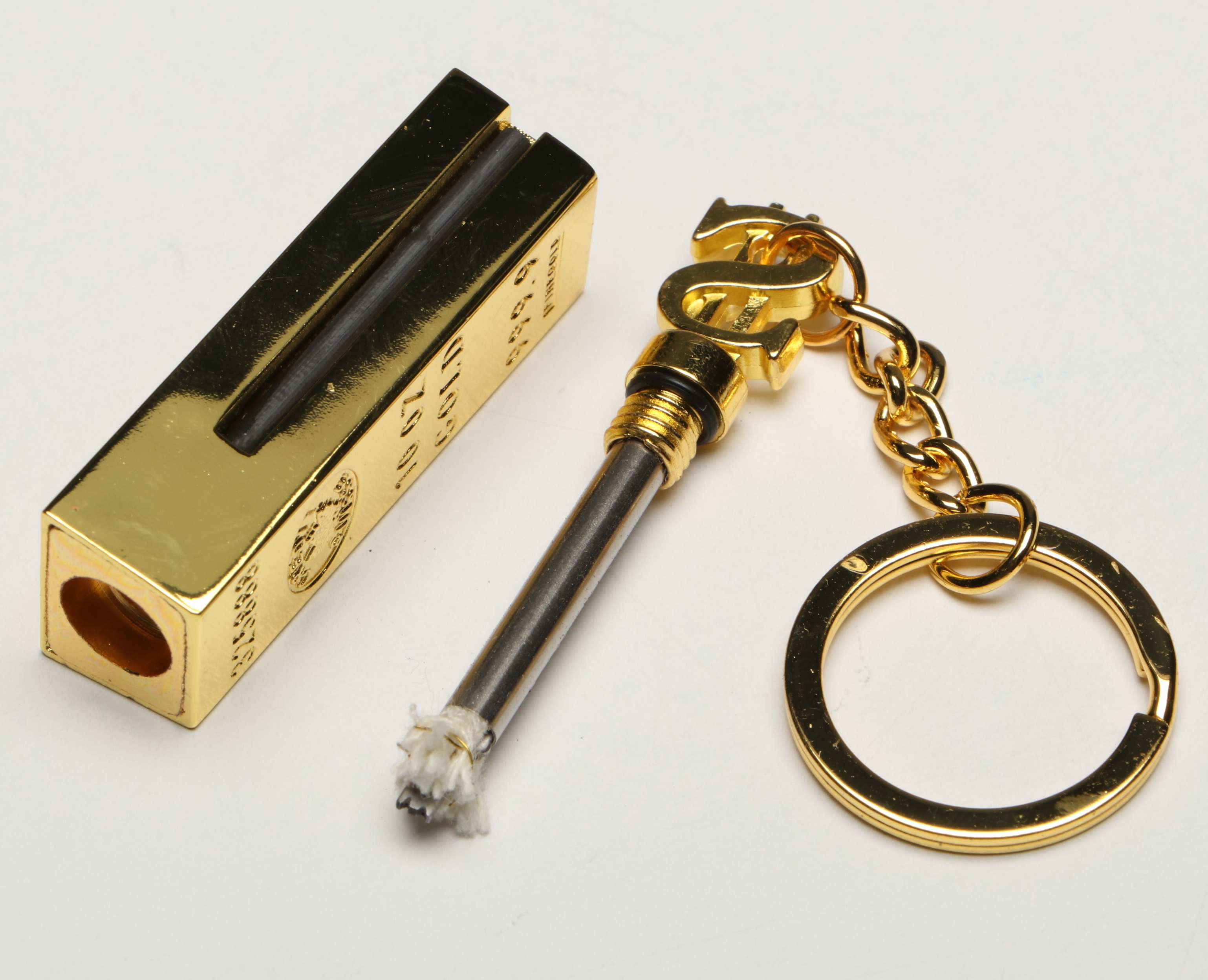 TopFlames Gold Bar Metal Lighter Key Chains with Other Pocket Watches