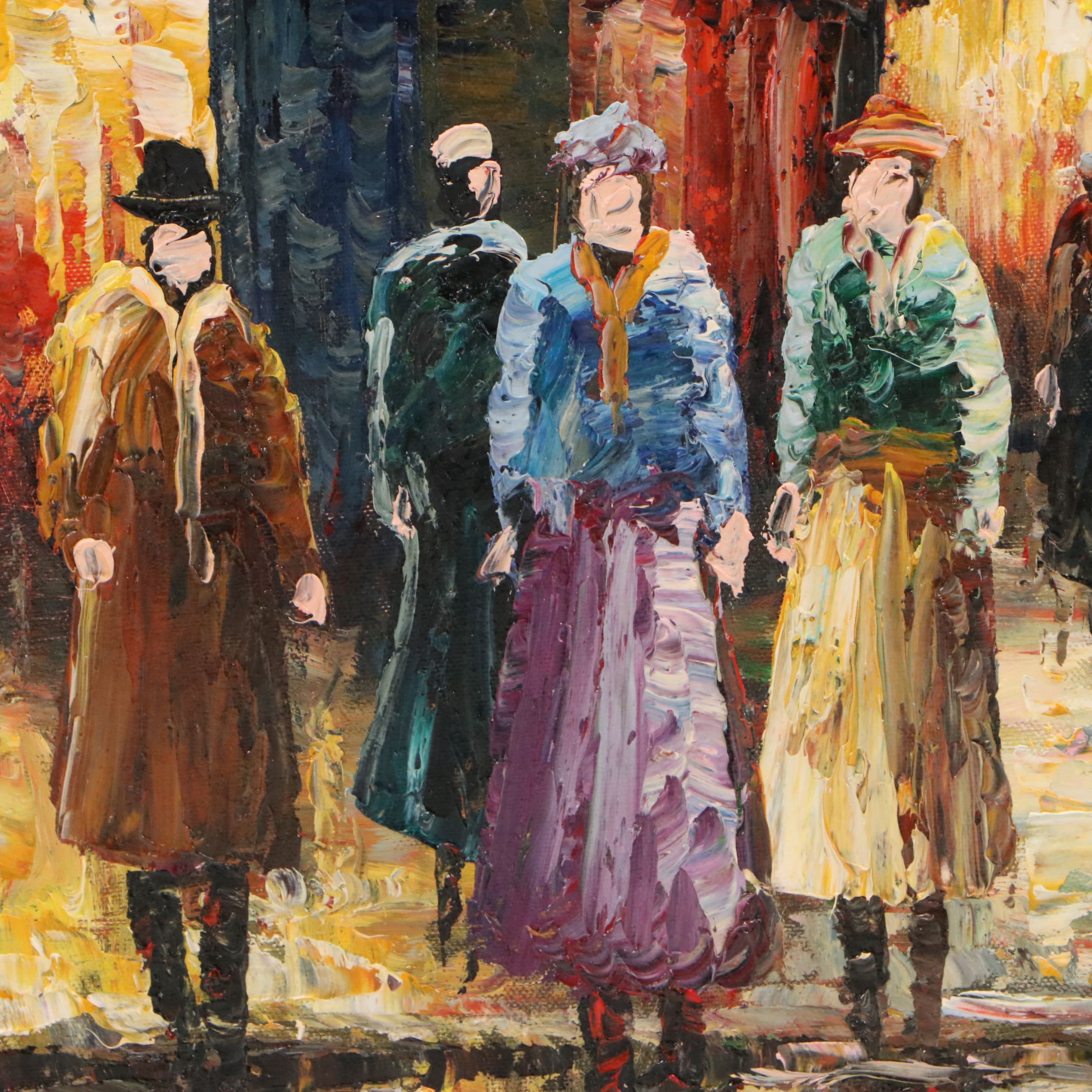 Parisian Street Scene Oil Painting, Circa 2010