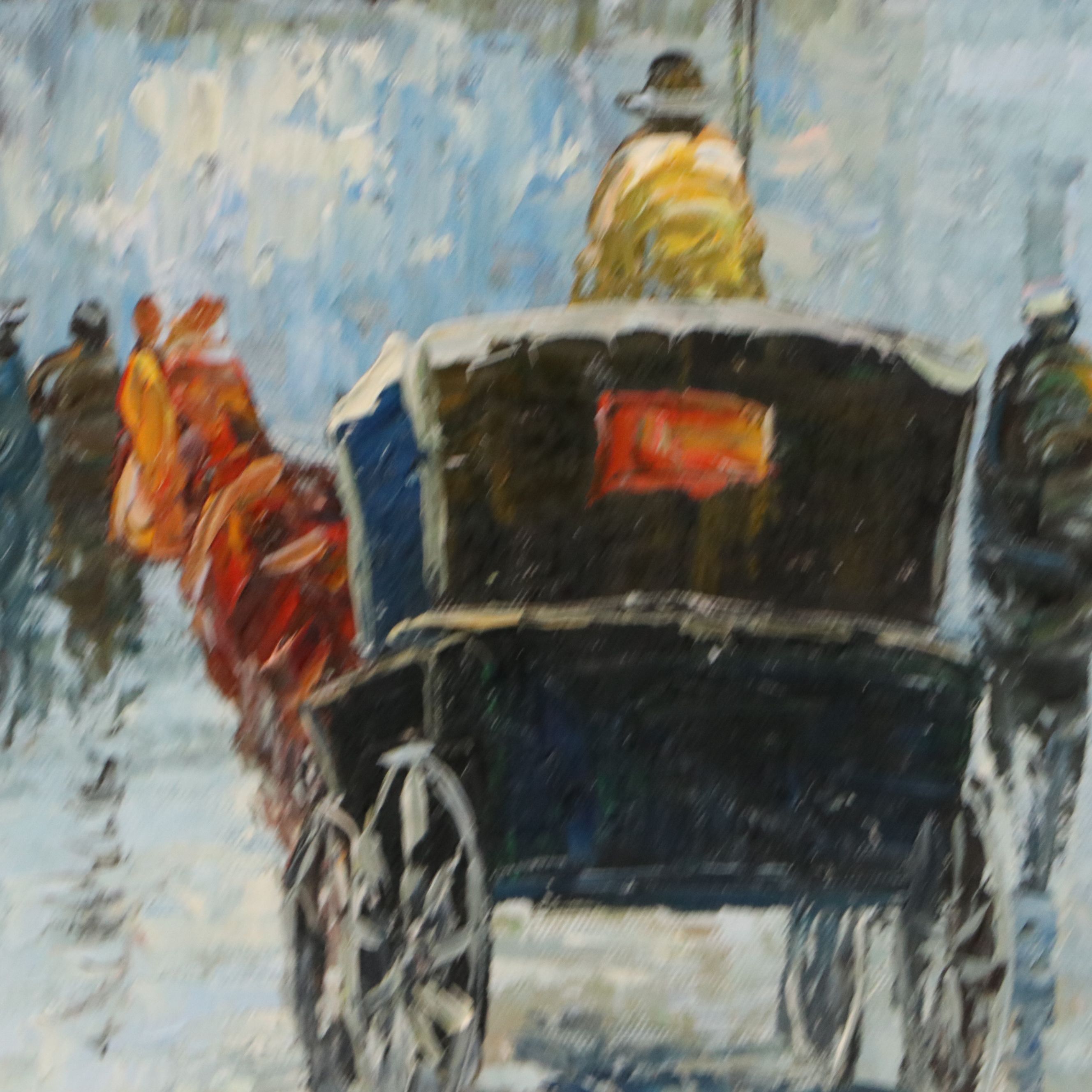Parisian Street Scene Oil Painting, Circa 2010