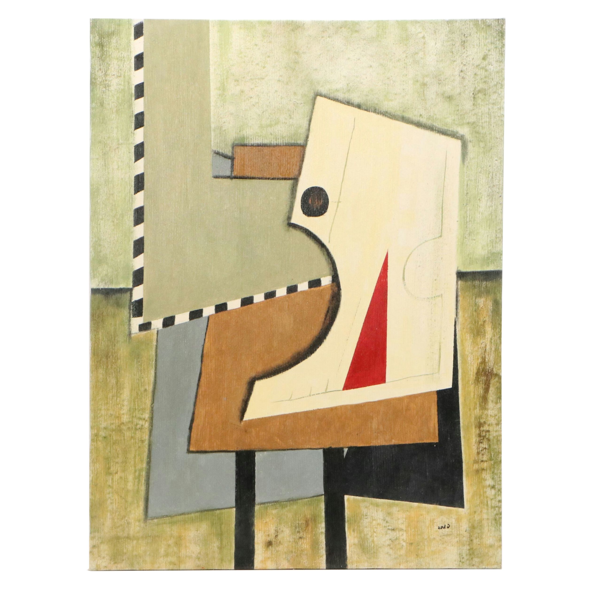 Cubist Style Acrylic Painting, Circa 2010