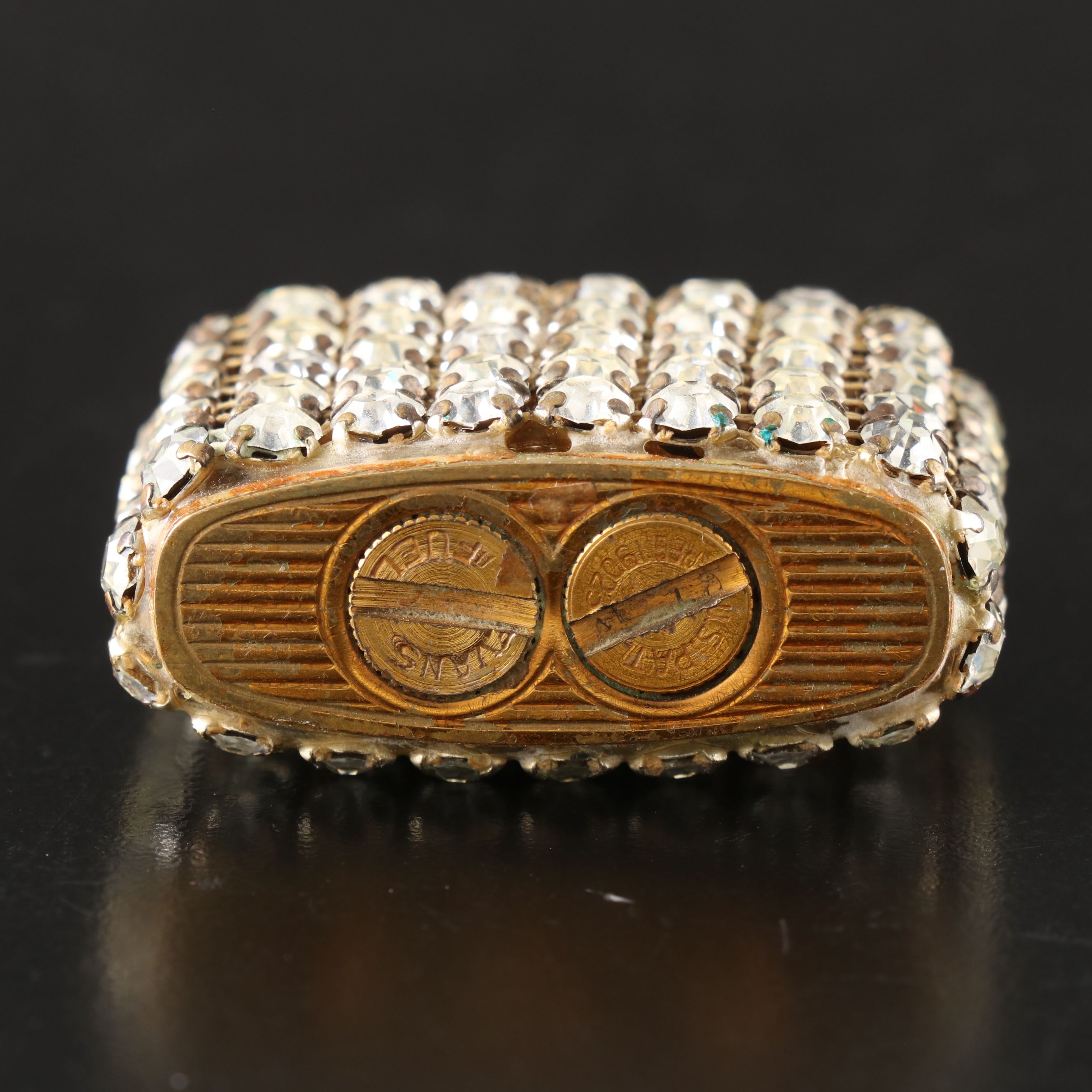 Jeweled and Other Vintage Metal Lighter with Mesh Compact, Mid-20th Century