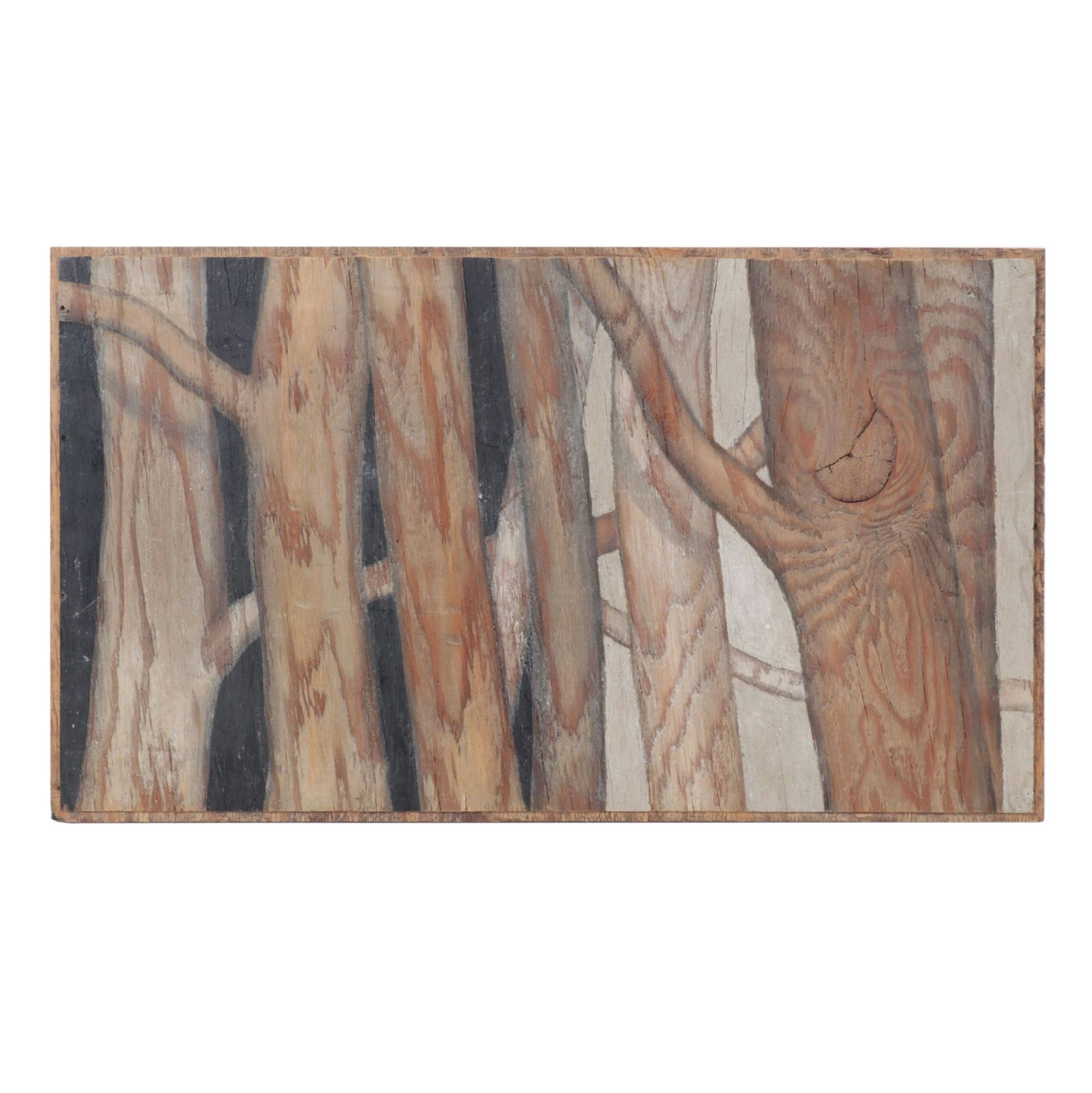 Philippe LeJeune Mixed Media Painting of Trees, 1998