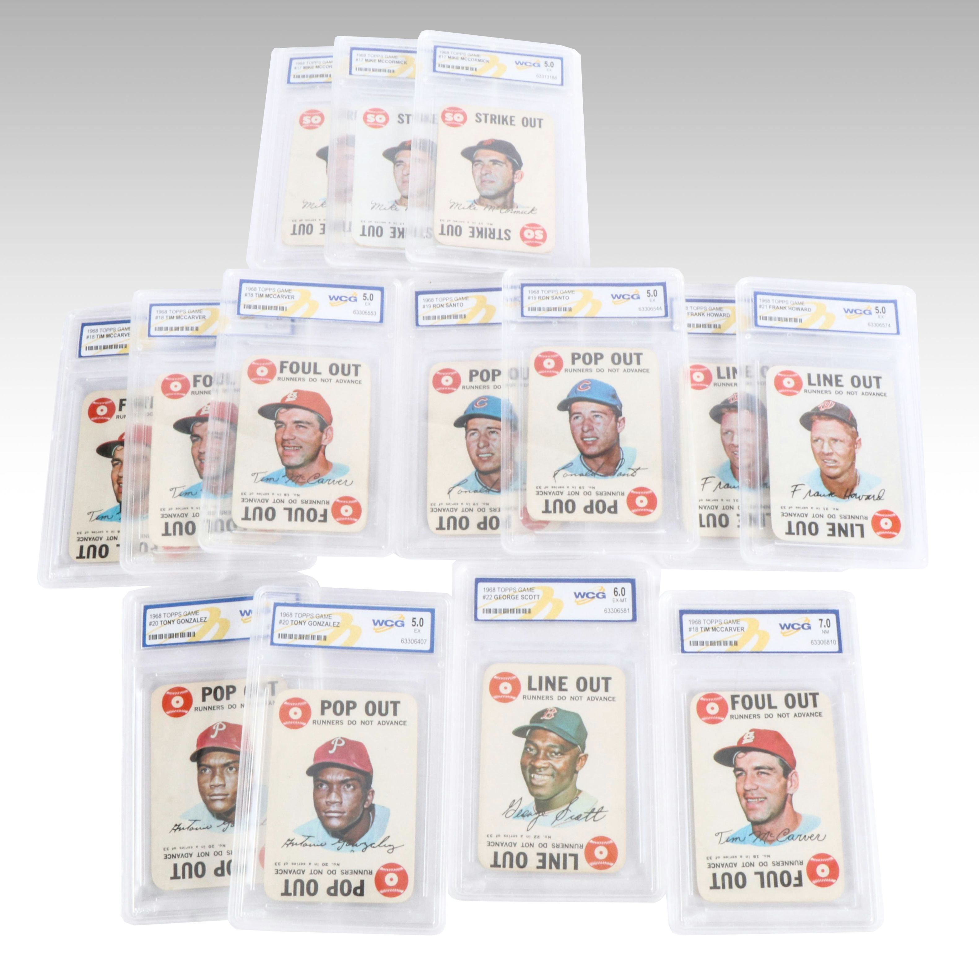 1968 Topps Game Slabbed Baseball Cards Featuring Ron Santo and More