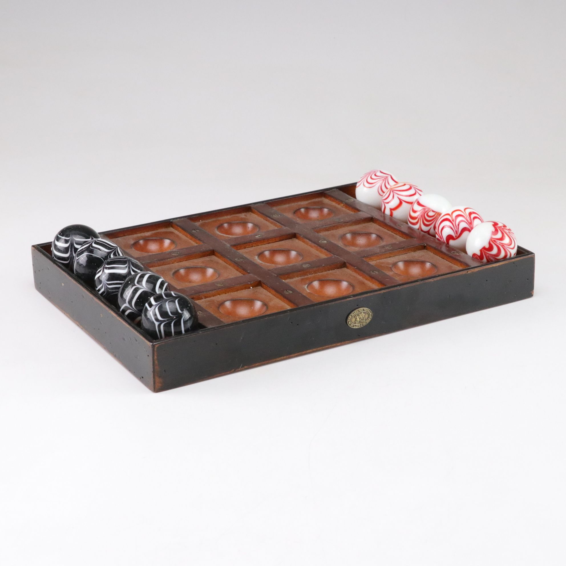 Venetian Tic-Tac-Toe Game Board with Blown Glass Marbles