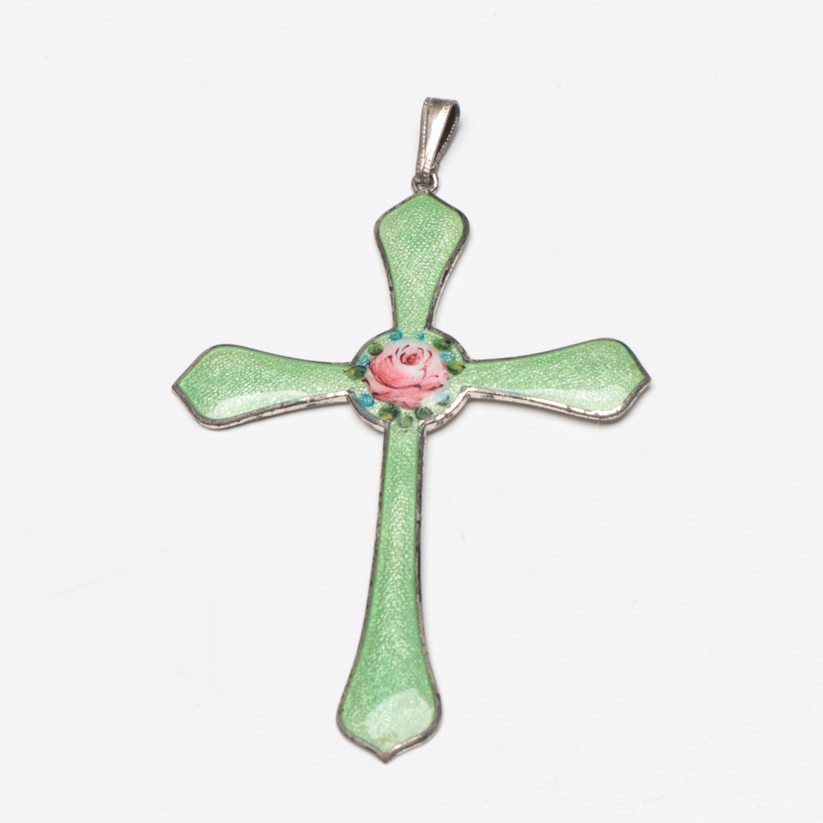 Sterling-Backed Cross Pendant with Guilloche Enamel Compacts, and More