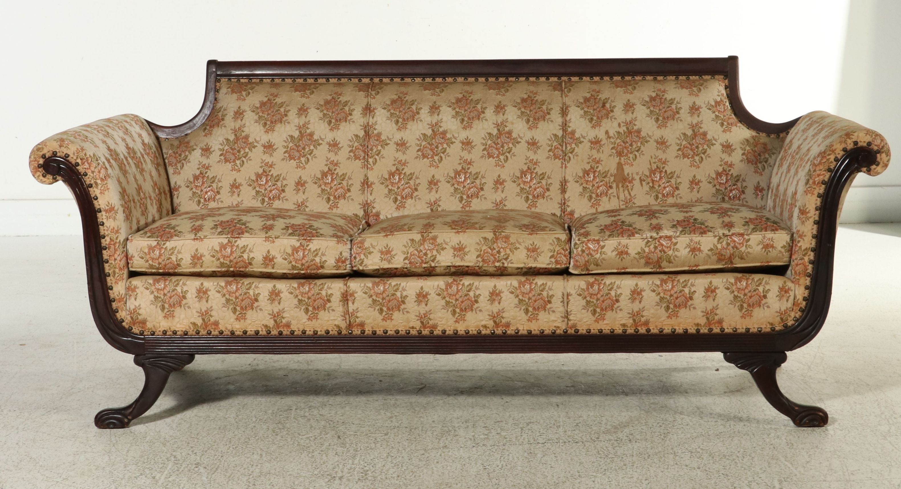 Empire Style Sofa in Floral Brocade