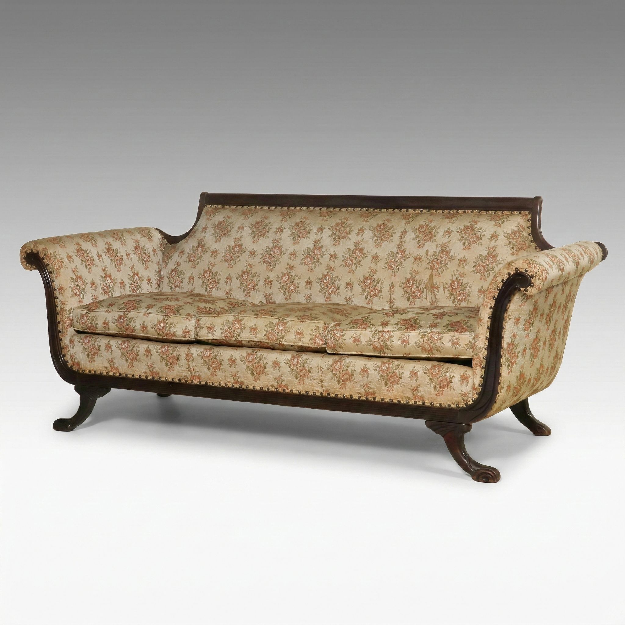 Empire Style Sofa in Floral Brocade