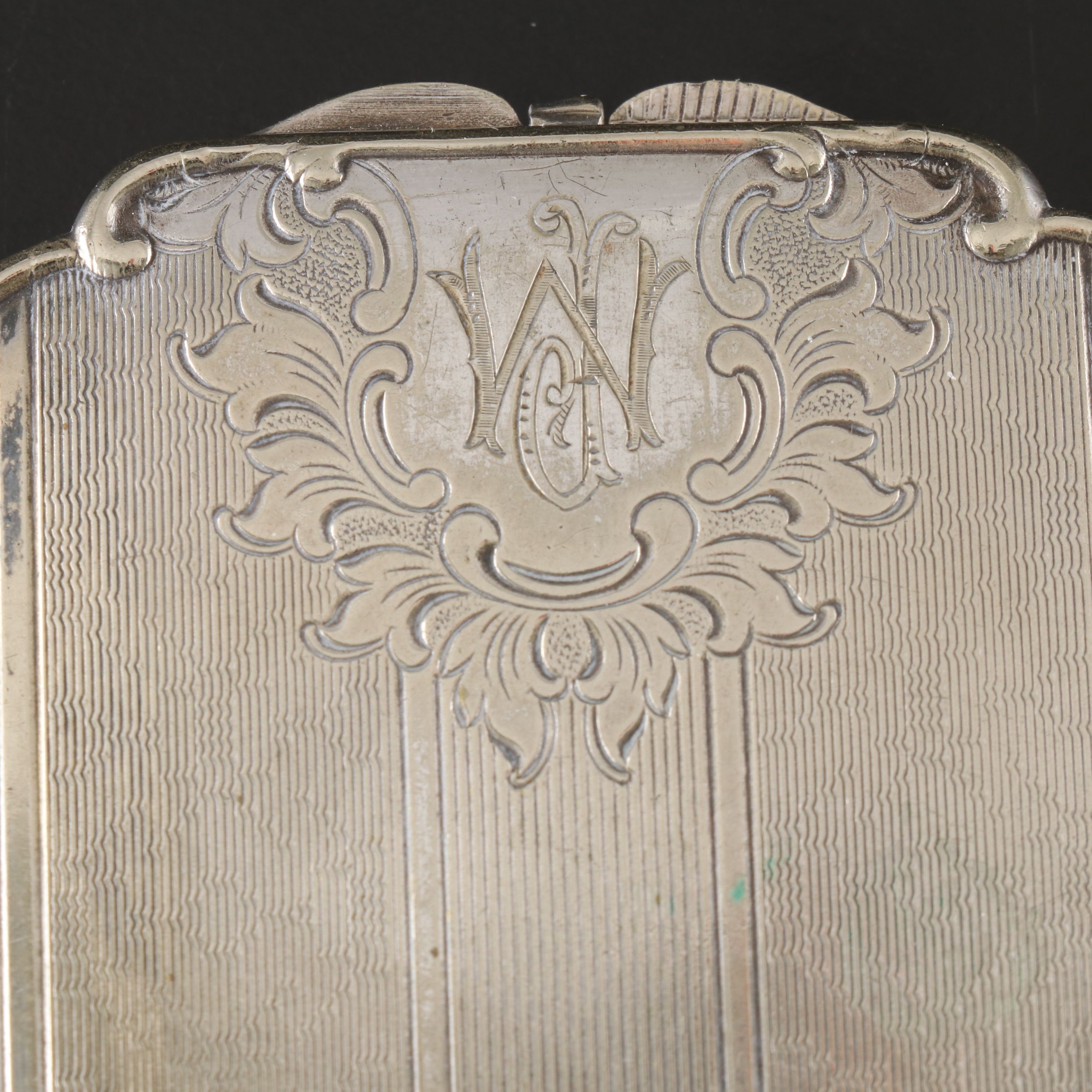 800 Silver Etched Comb with Sleeve and Kraft Alpacca Compact