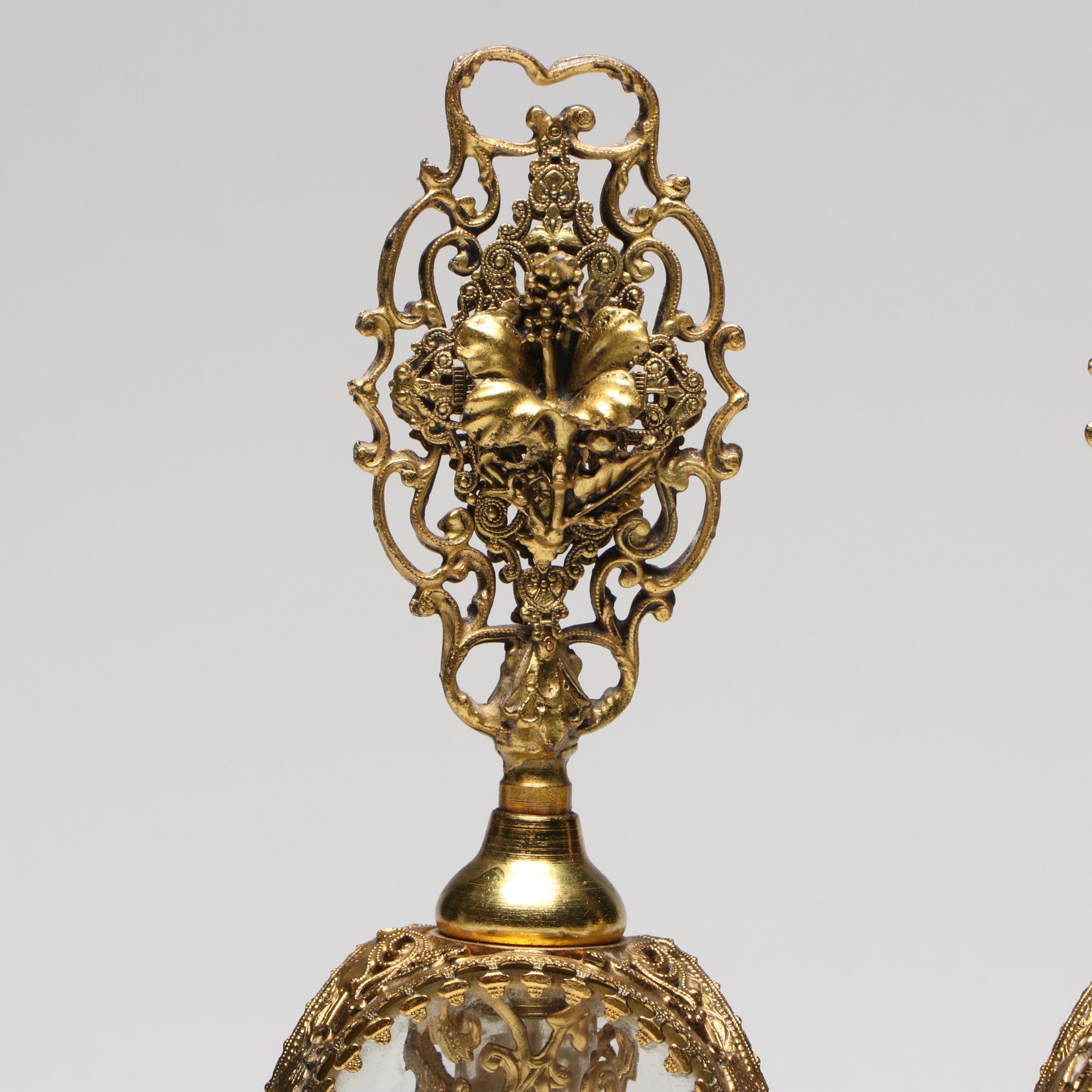 Ormolu Mount Glass Jewelry Casket and Perfume Bottles