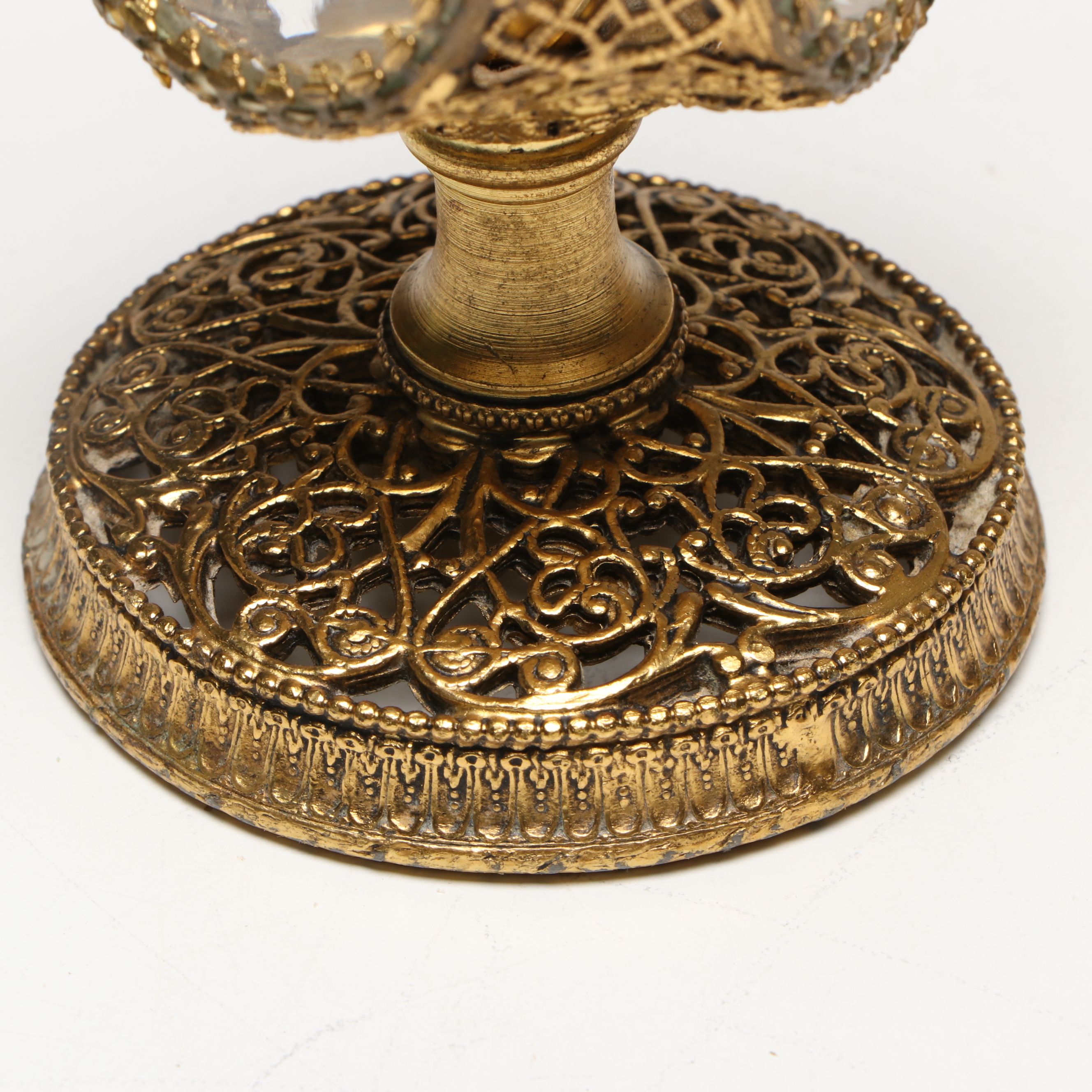 Ormolu Mount Glass Jewelry Casket and Perfume Bottles