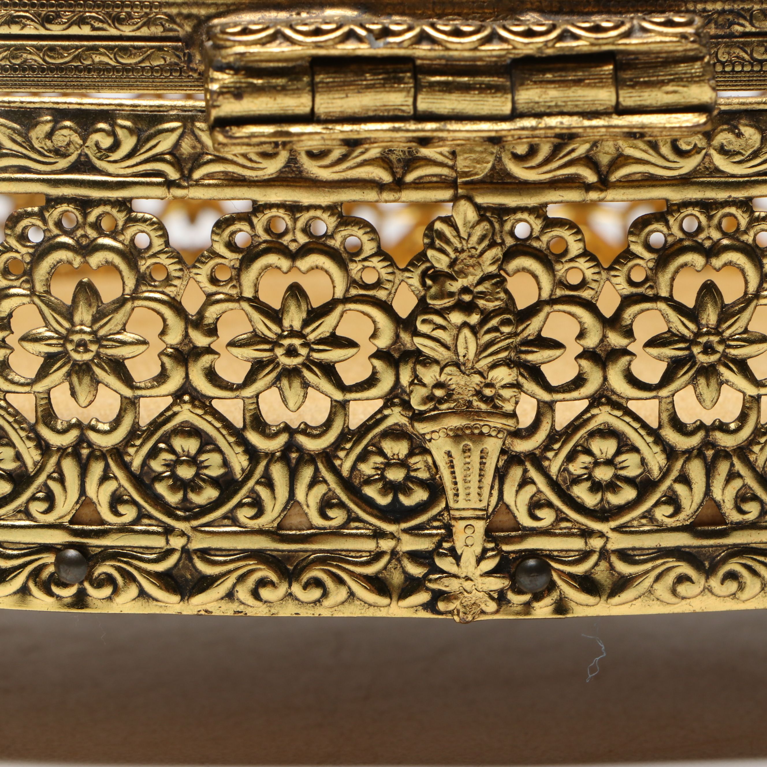 Ormolu Mount Glass Jewelry Casket and Perfume Bottles