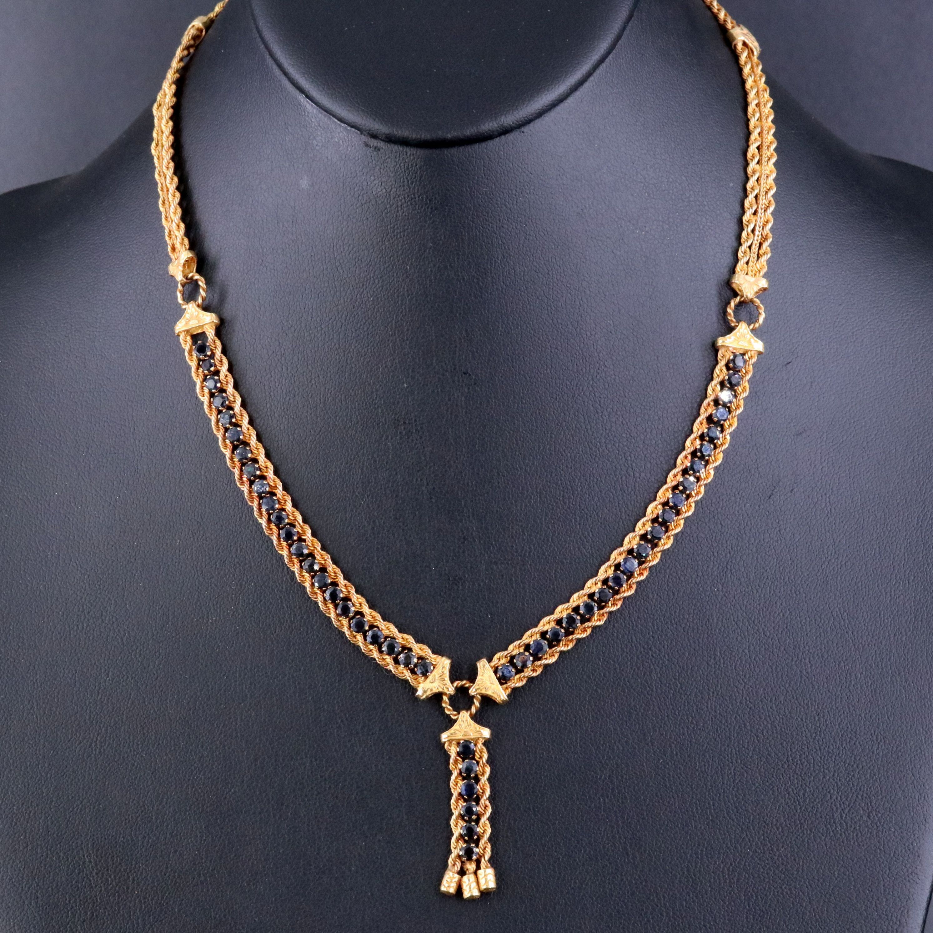 18K Sapphire Y Necklace and Earrings