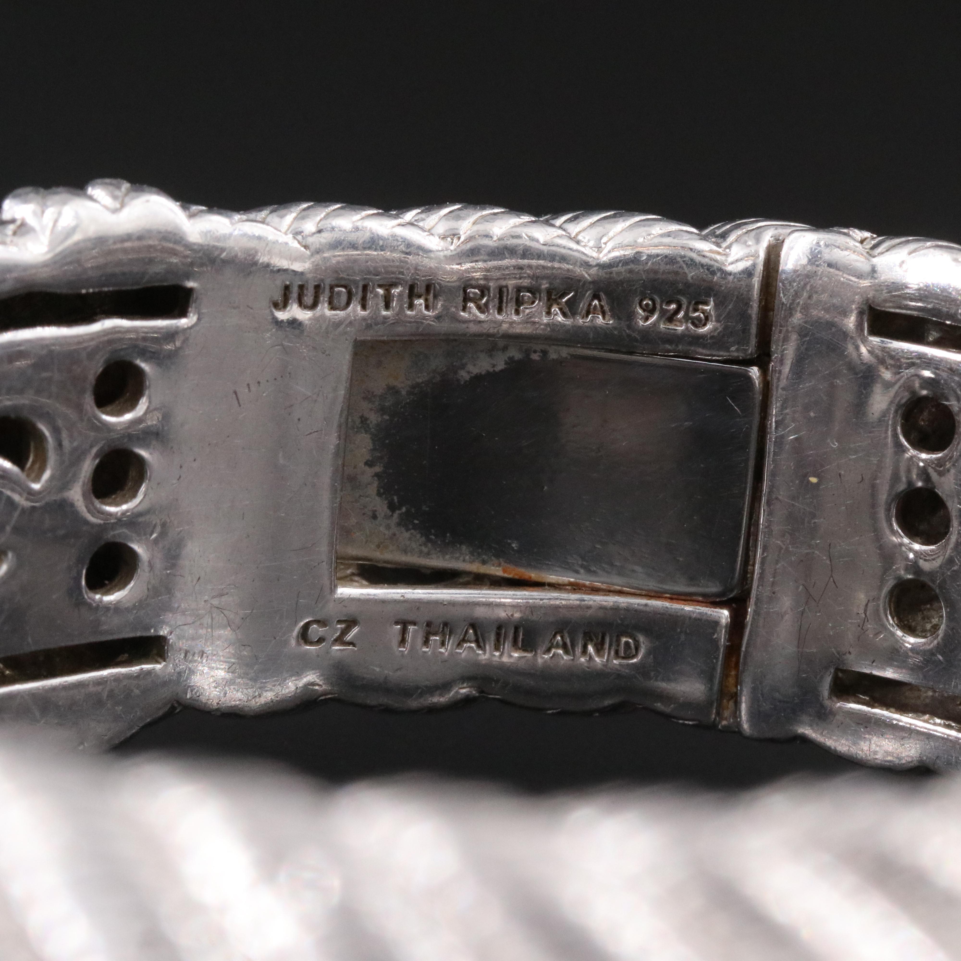 Judith Ripka Sterling CZ Fluted Cuff Bracelet