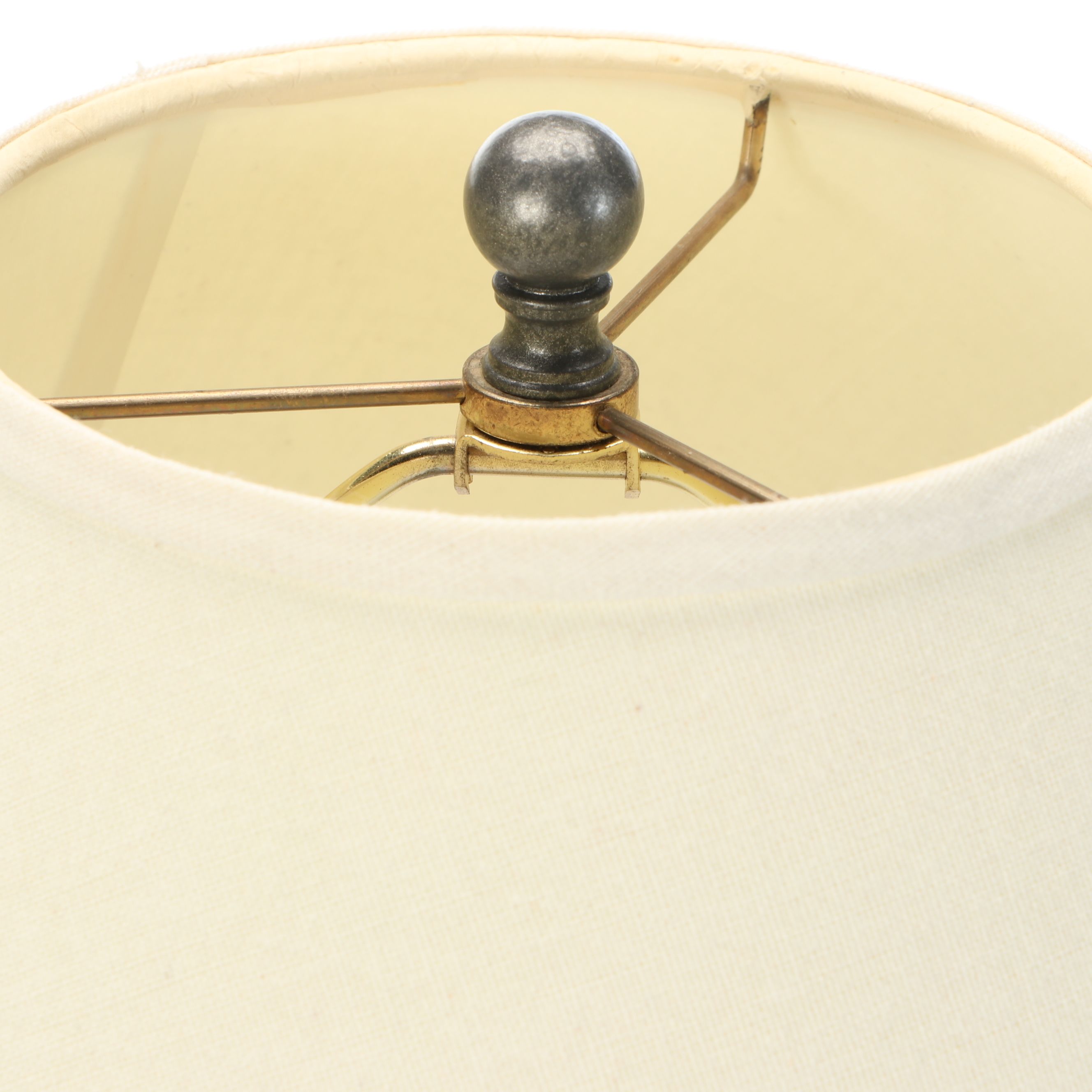 Hubbardton Forge Wrought Iron Table Lamps with Cotton Shades