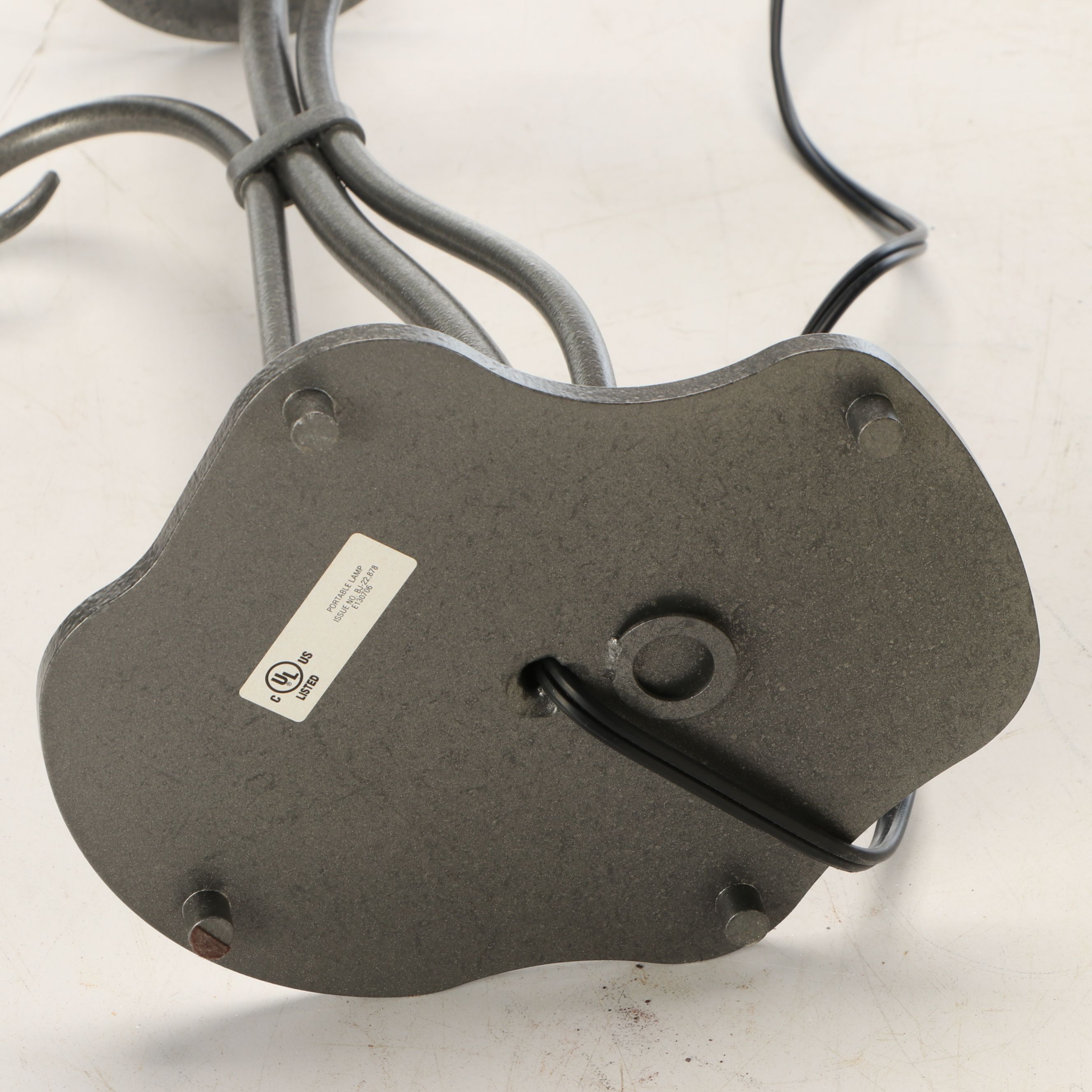 Hubbardton Forge Wrought Iron Table Lamps with Cotton Shades