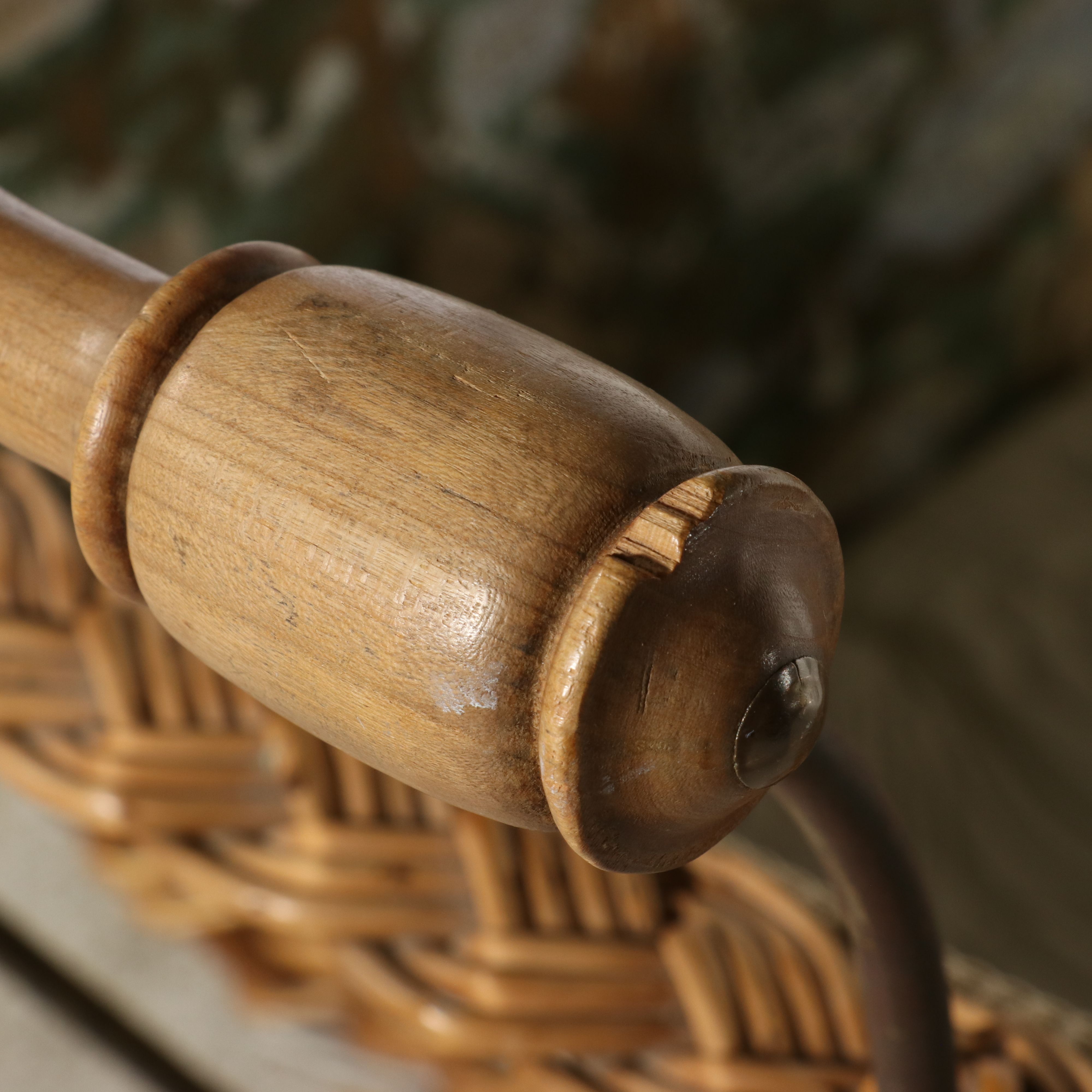 Victorian-Style Wicker Baby Carriage with "Winnie the Pooh" Tapestry Lining