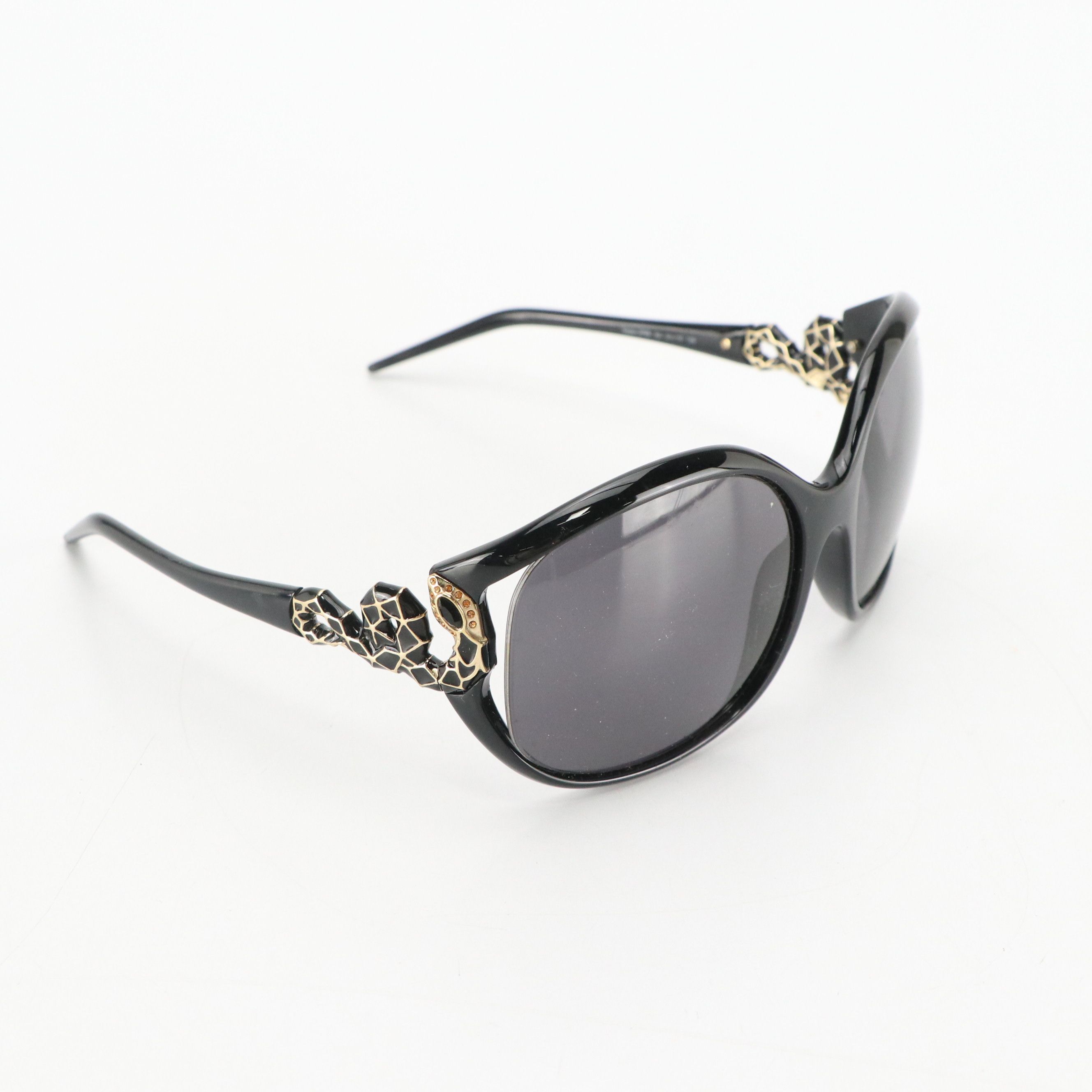 Roberto Cavalli Teseo 379S B5 Snake Embellished Round Sunglasses, With Case