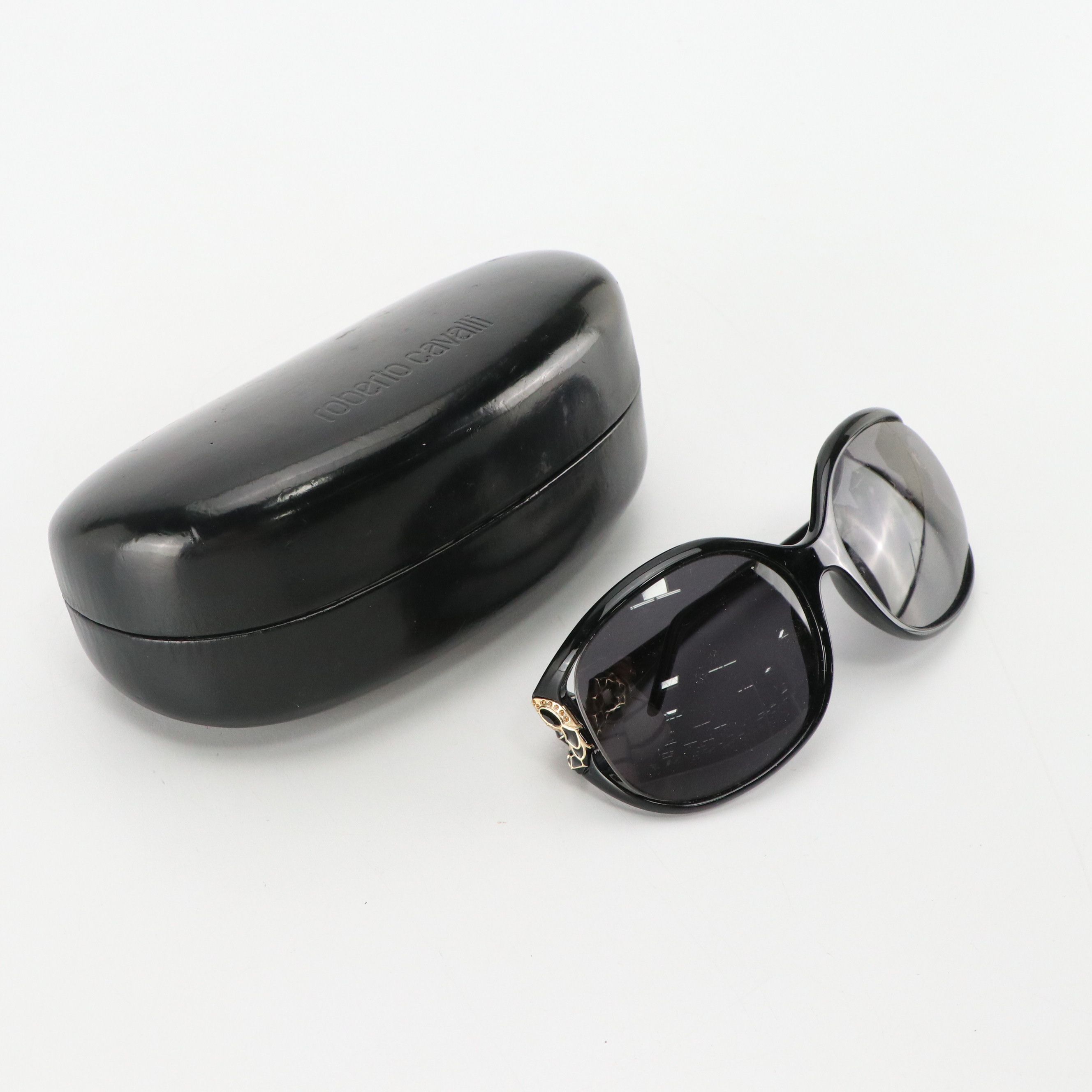 Roberto Cavalli Teseo 379S B5 Snake Embellished Round Sunglasses, With Case