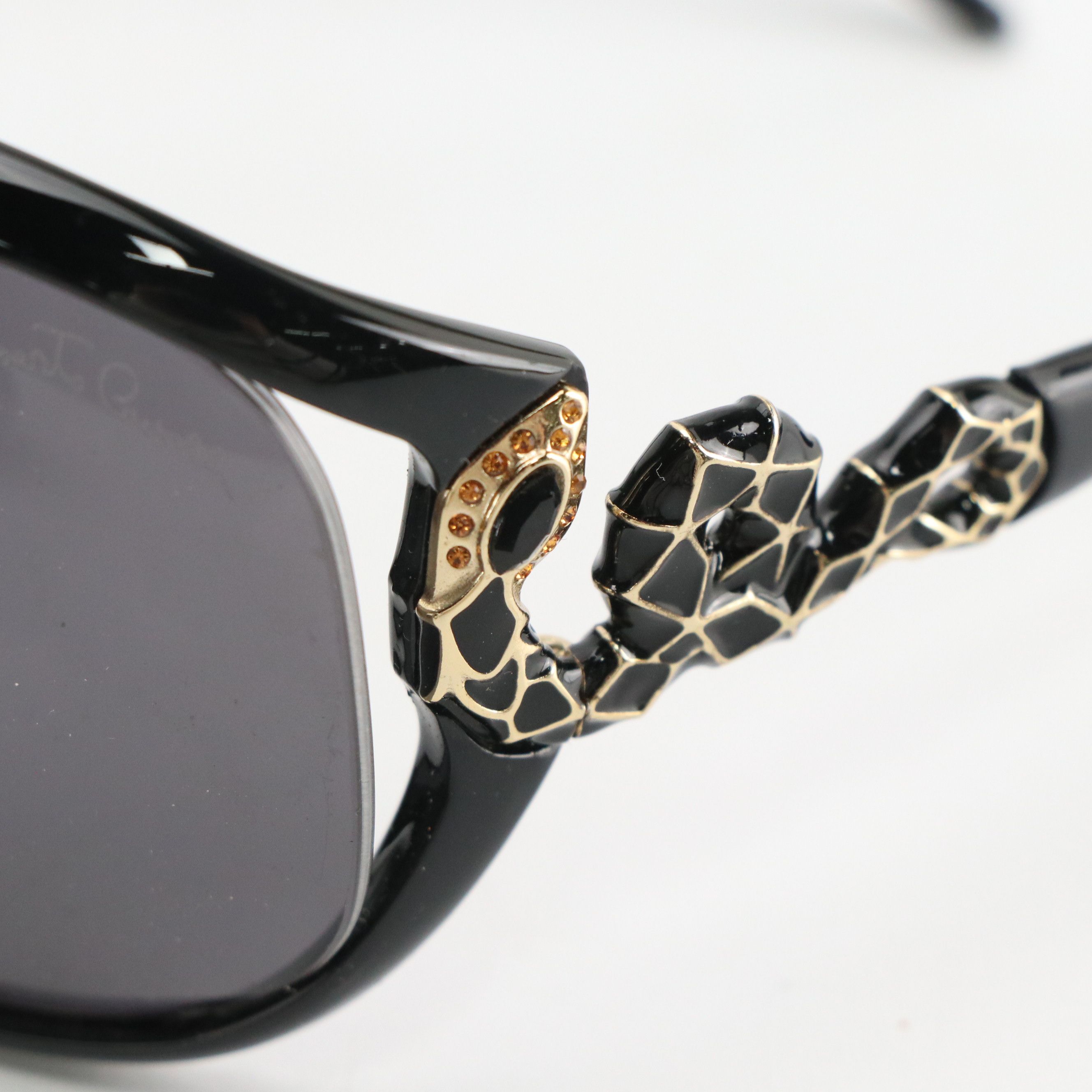 Roberto Cavalli Teseo 379S B5 Snake Embellished Round Sunglasses, With Case