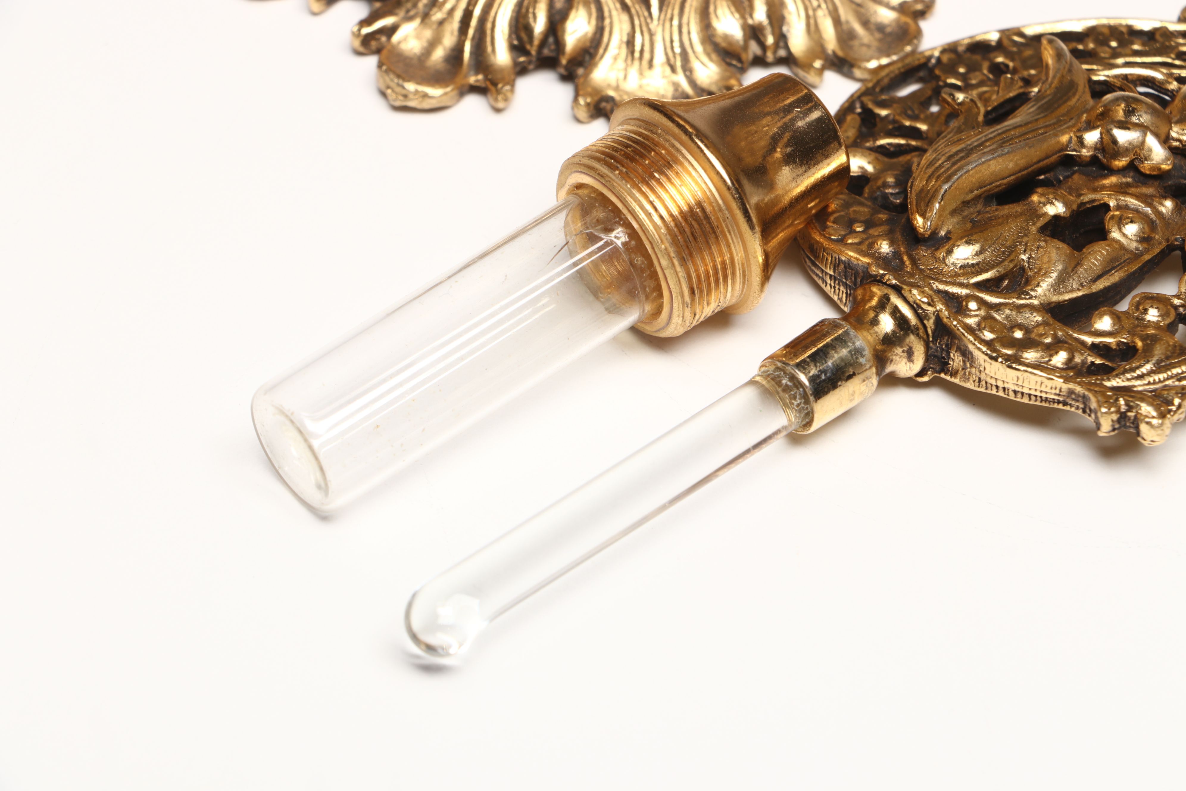 Rococo Style Gilt Finish Perfume Bottles and Vanity Box