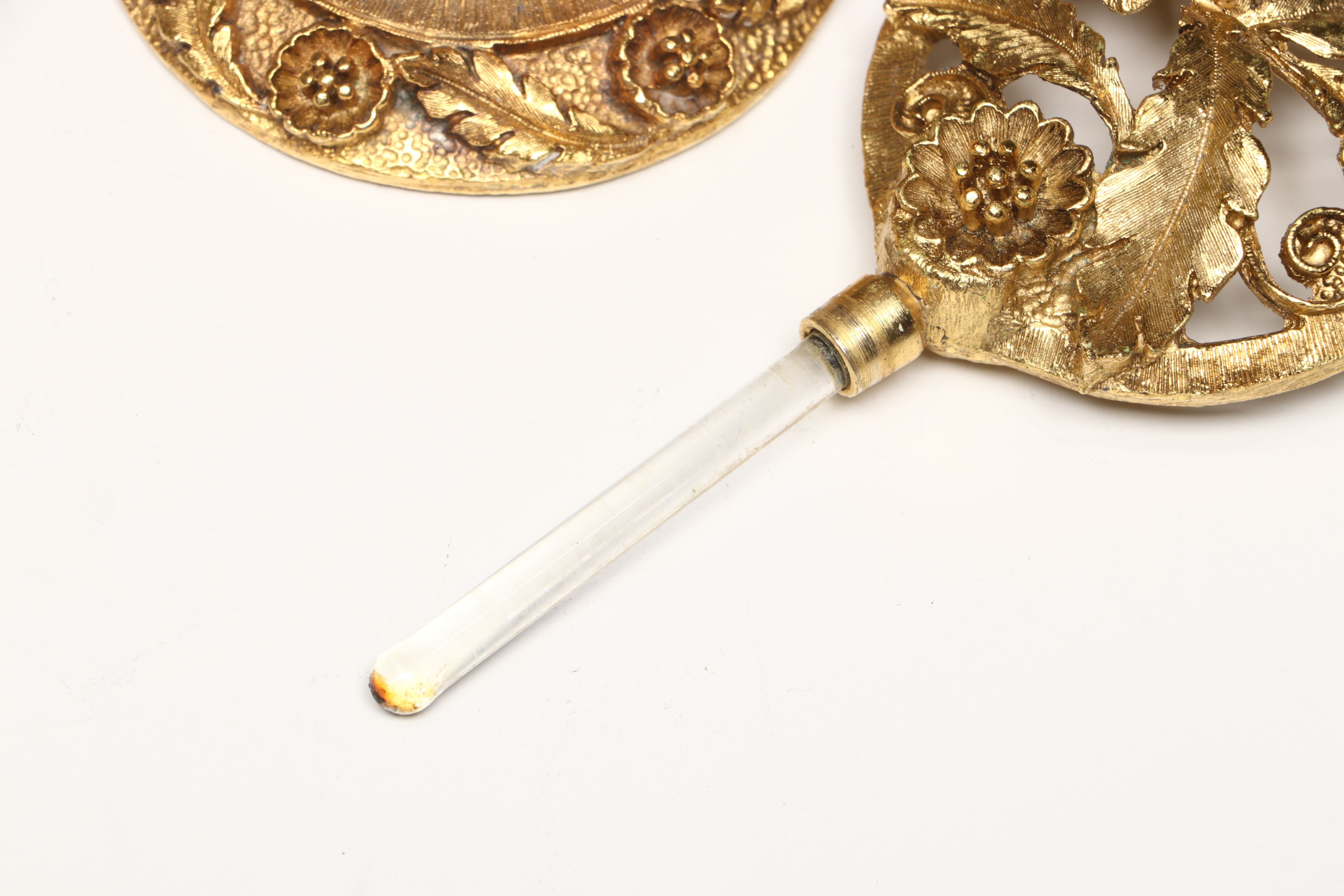 Rococo Style Gilt Finish Perfume Bottles and Vanity Box